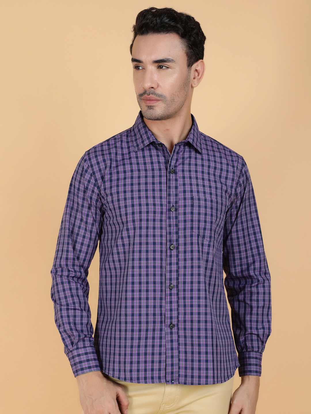 

Kotty Men Relaxed Spread Collar Graphic Printed Casual Shirt, Navy blue