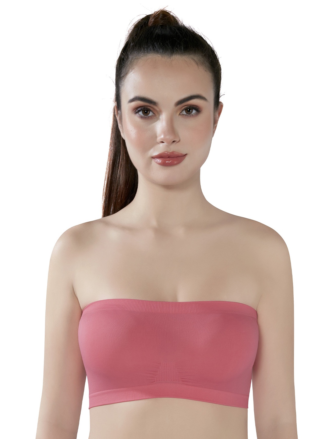 

PLUMBURY Women Non padded Seamless Bandeau Tube Bra, Peach