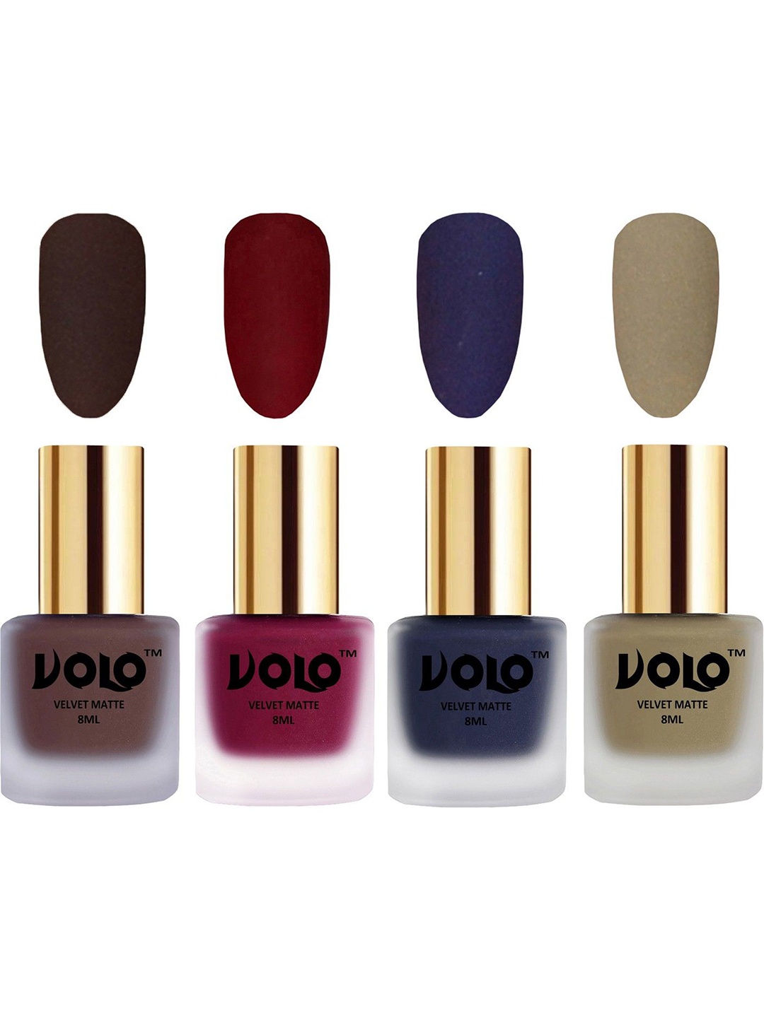 

VOLO Set of 4 Velvet Dull Matte Nail Polish - 8 ml Each - 2-25-31-37, Multi