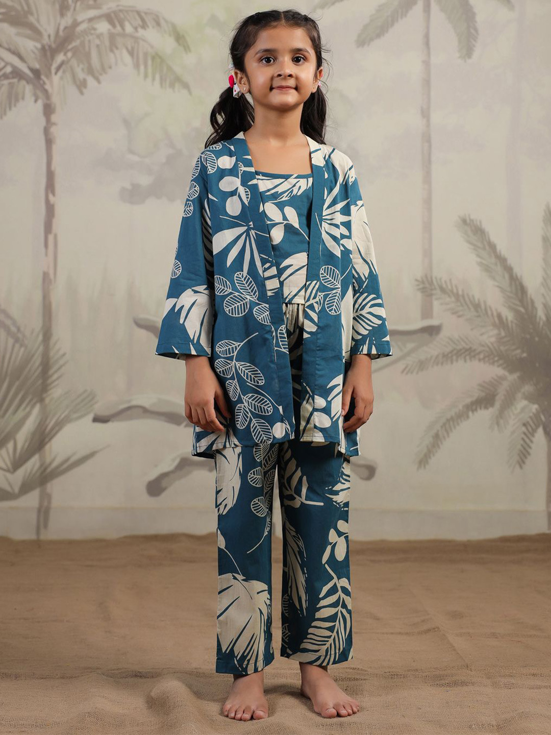 

SANSKRUTIHOMES Girls Printed Night suit, Teal
