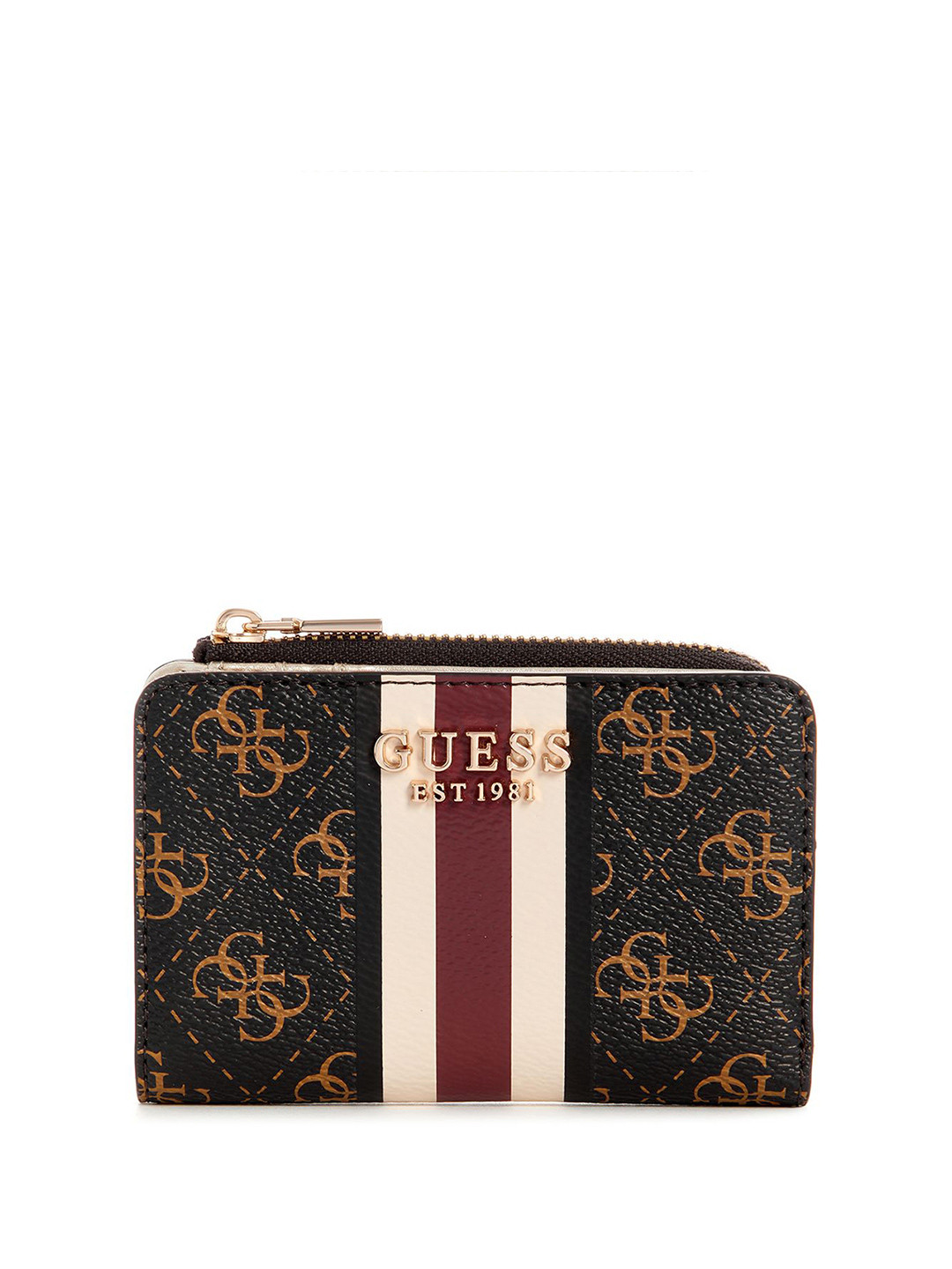 

GUESS Women Geometric Printed PU Card Holder, Black