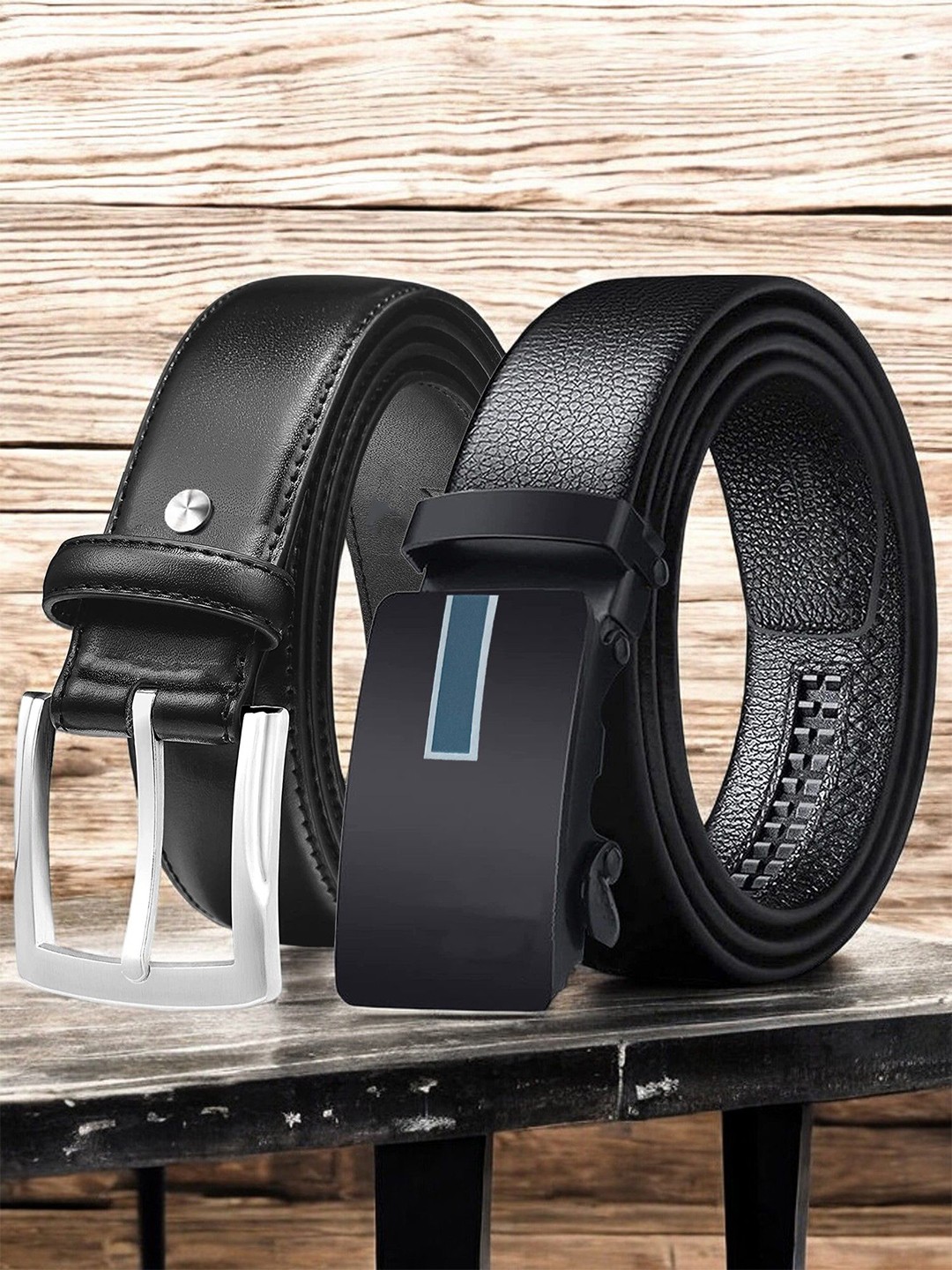 

The Roadster Lifestyle Co. Set Of 2 Men Textured Formal Belts, Black