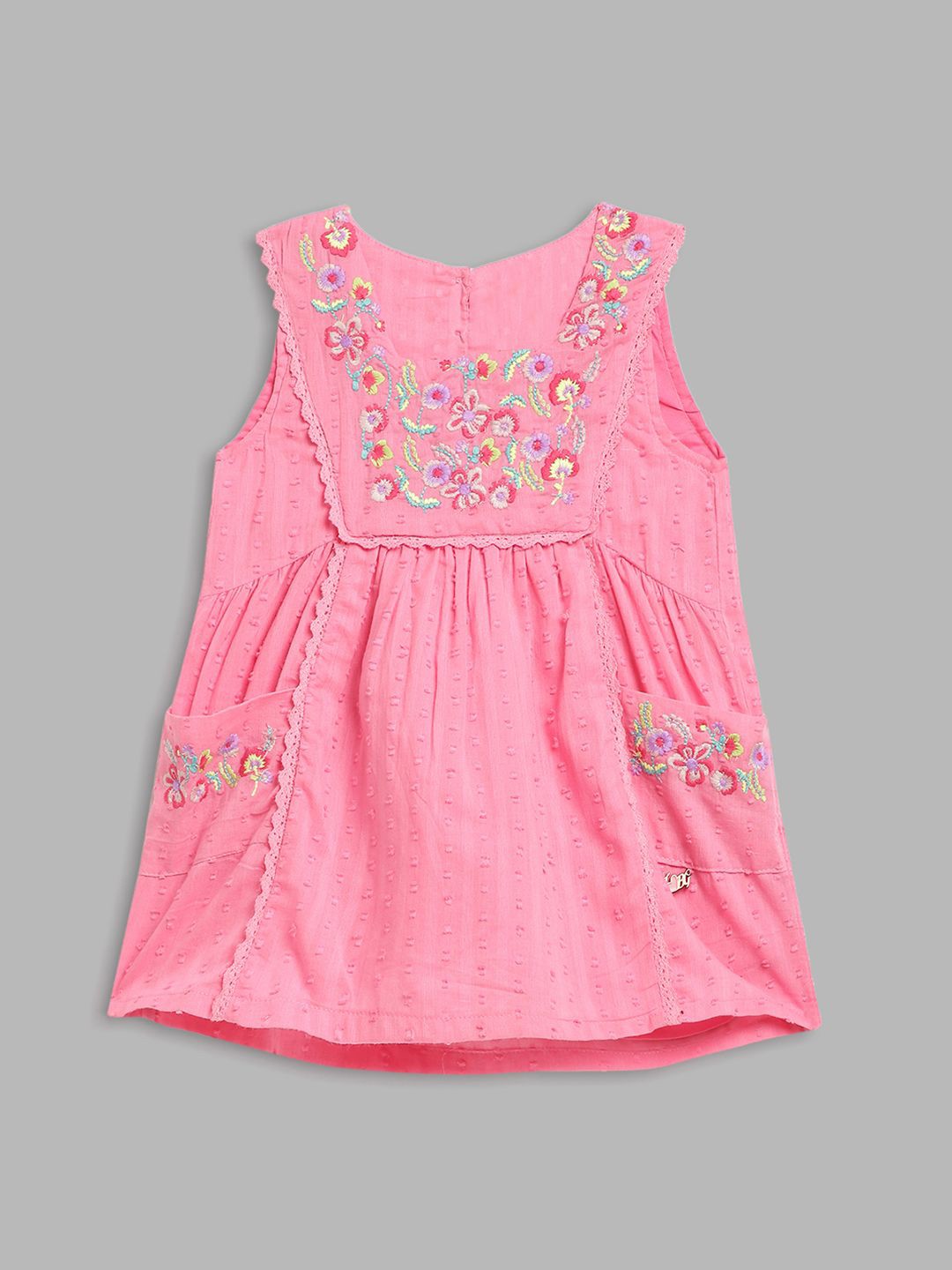 

Blue Giraffe Girls Embroidered A-Line Dress, Pink