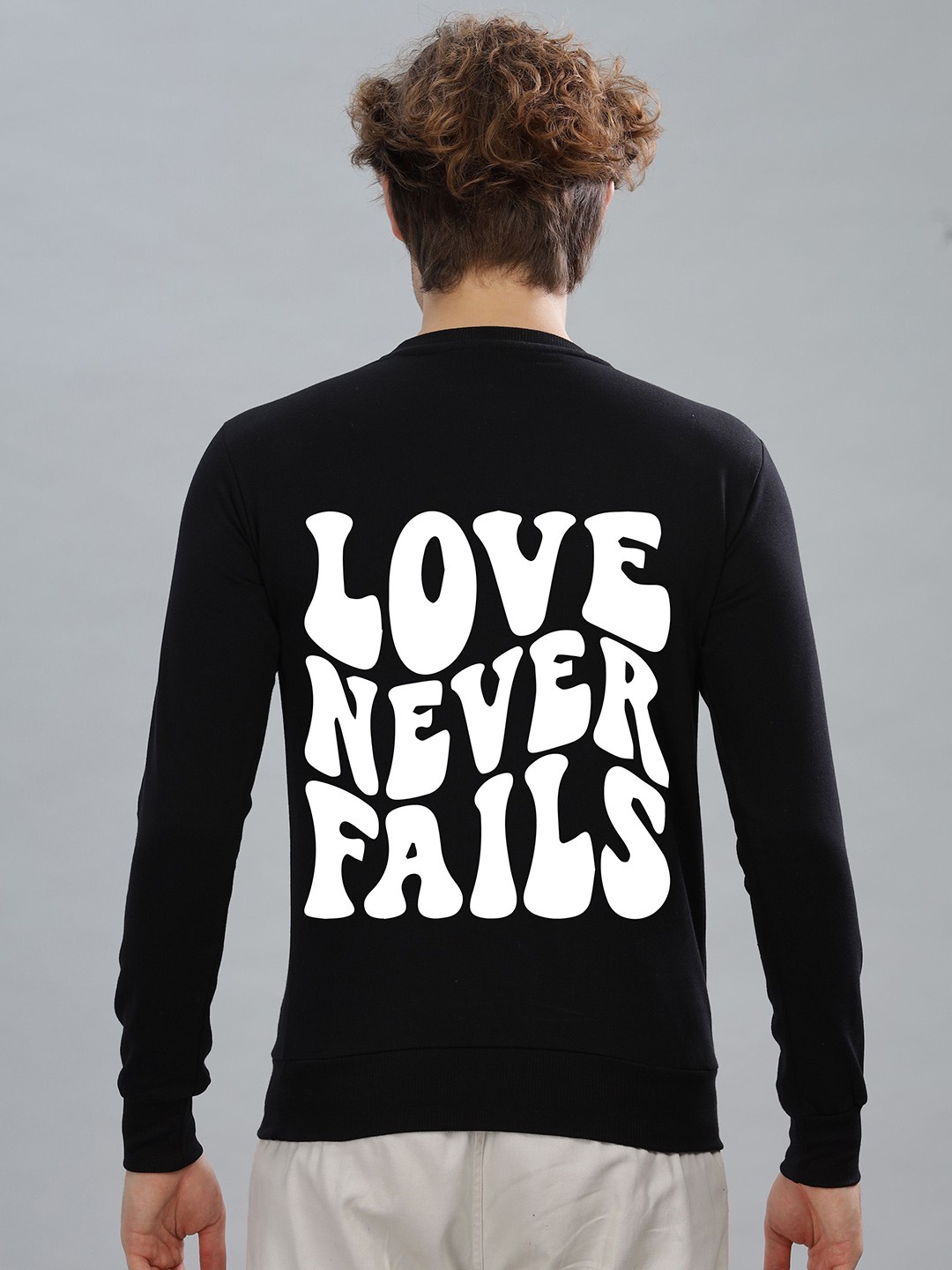 

FALTU.CO Men Typography Printed Round Neck Cotton Pullover Sweatshirt, Black