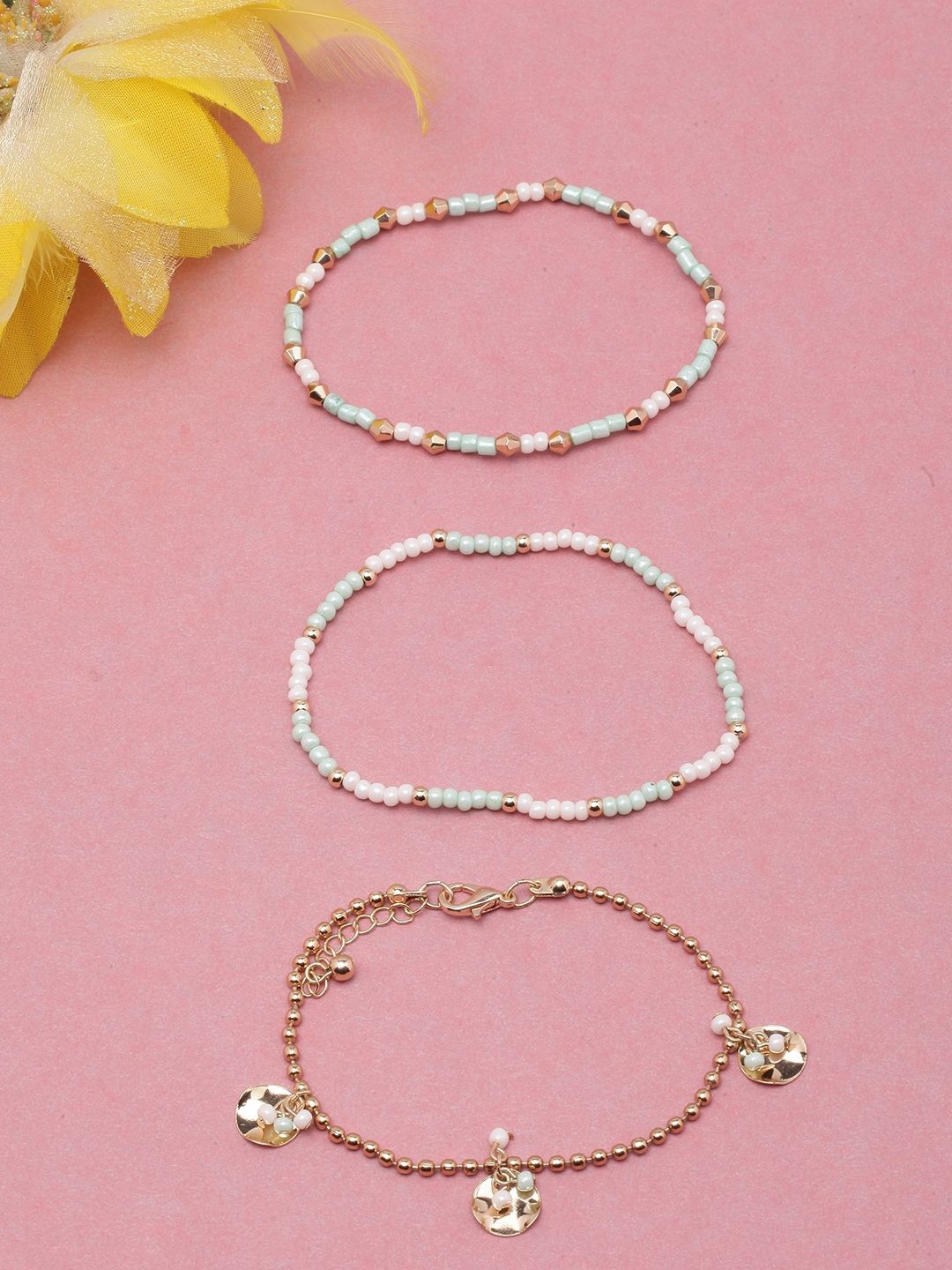 

KPOP Set Of 3 Gold-Plated Beaded Bracelets