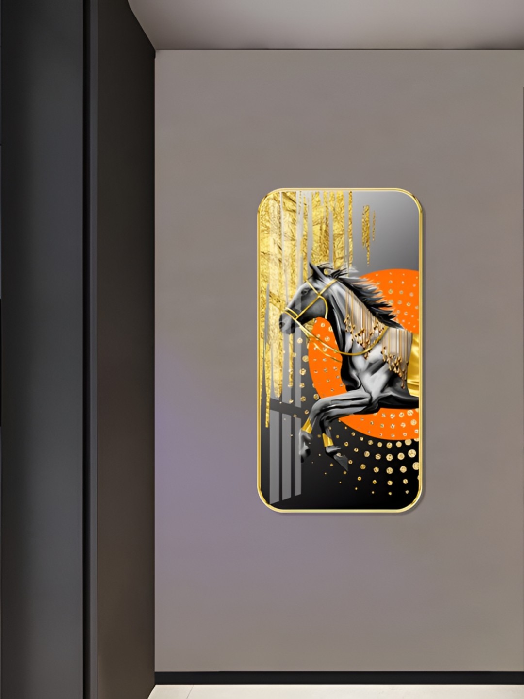 

WALLMAX Gold-Toned & Orange-Coloured Birds and Animals High Glossy Wood Wall Art