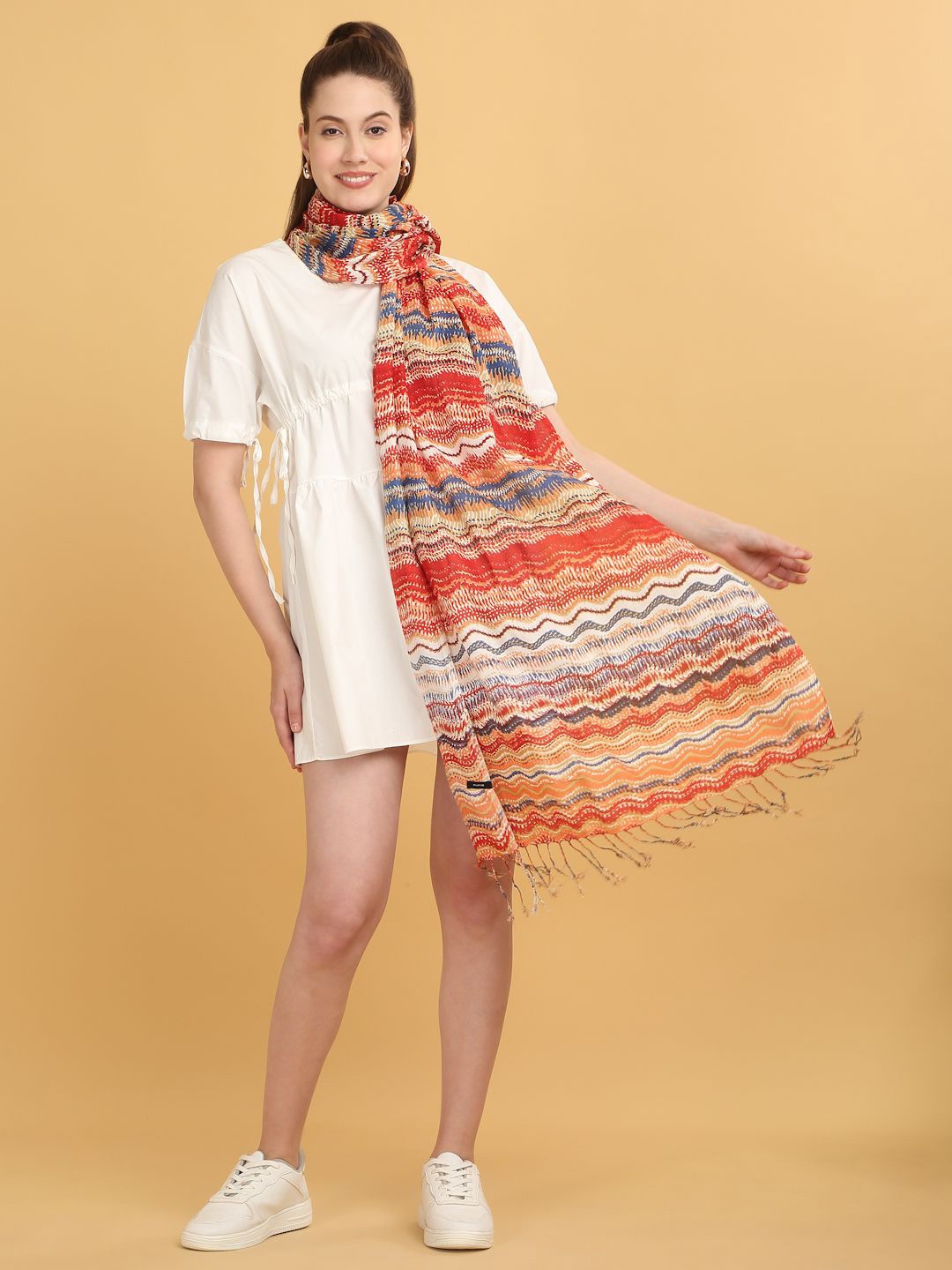 

J Style Women Geometric Printed Stole, Red