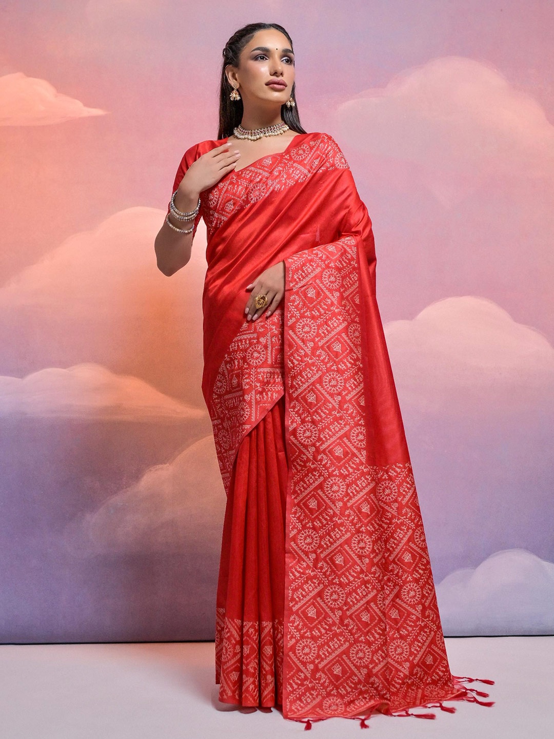 

Kandora Zari Pure Silk Saree, Red