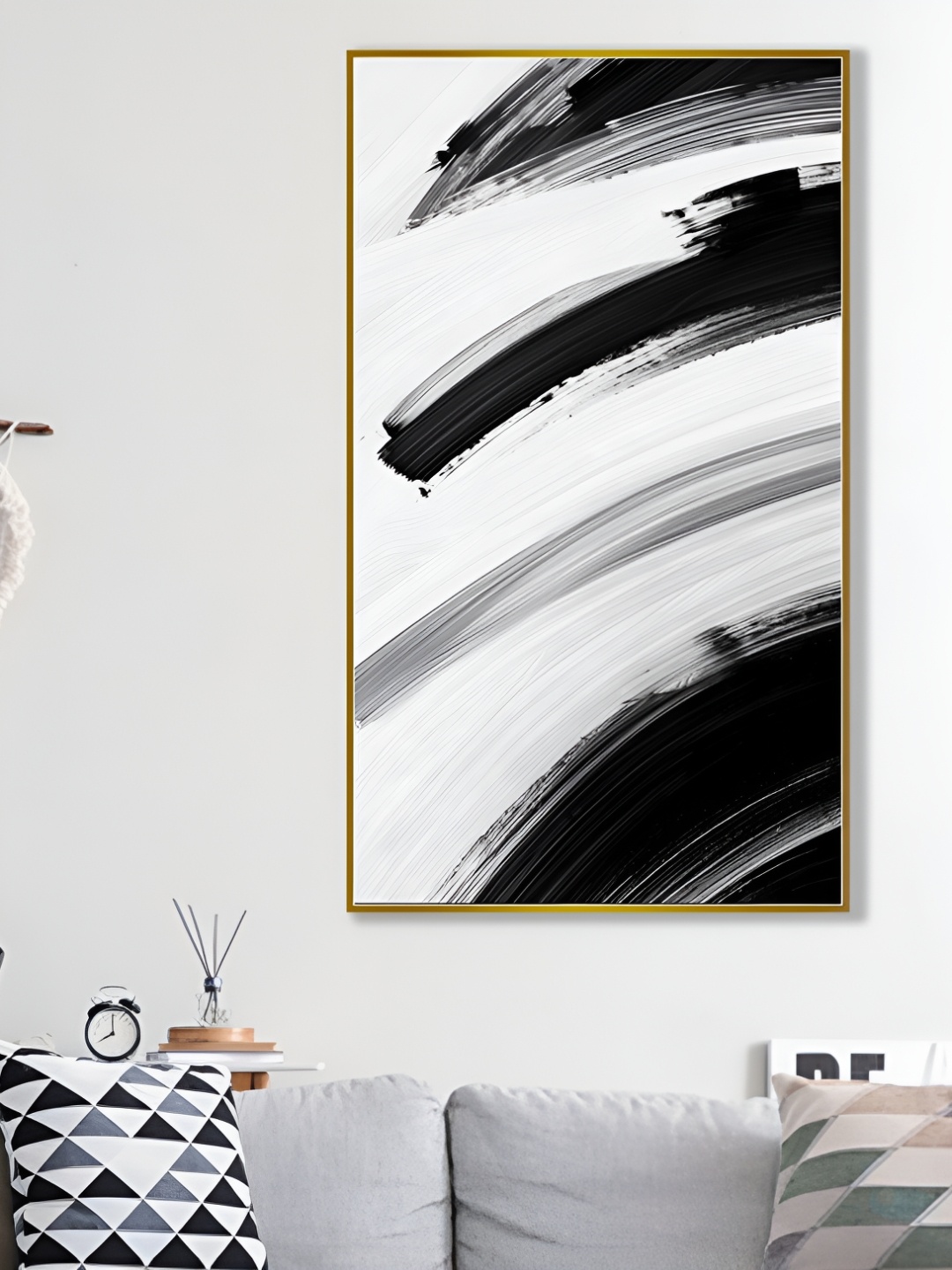 

nestroots Abstract Elegance Monochrome Black & White Canvas Wall Painting