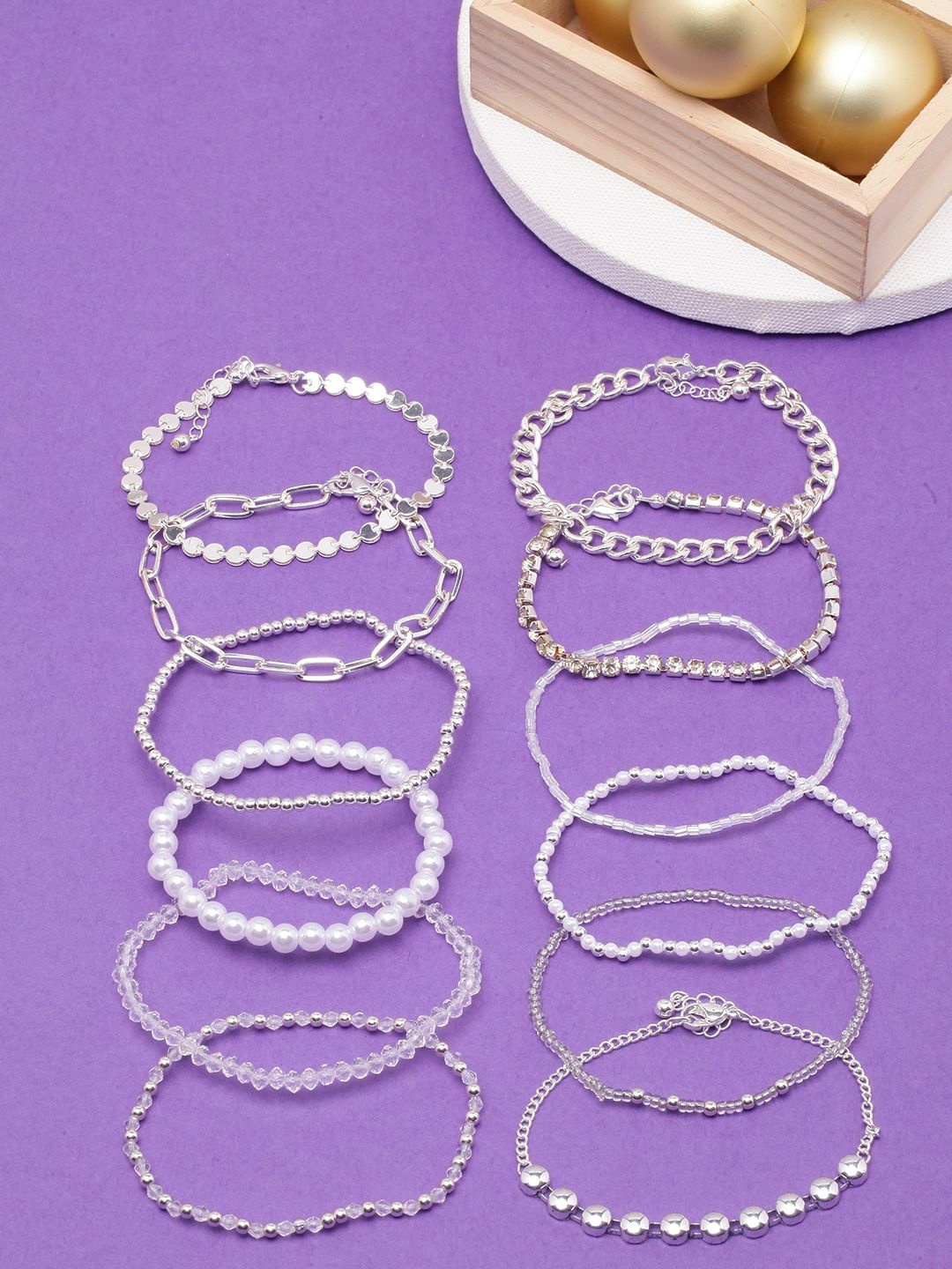 

KPOP Set Of 12 Silver-Plated Charm Bracelets