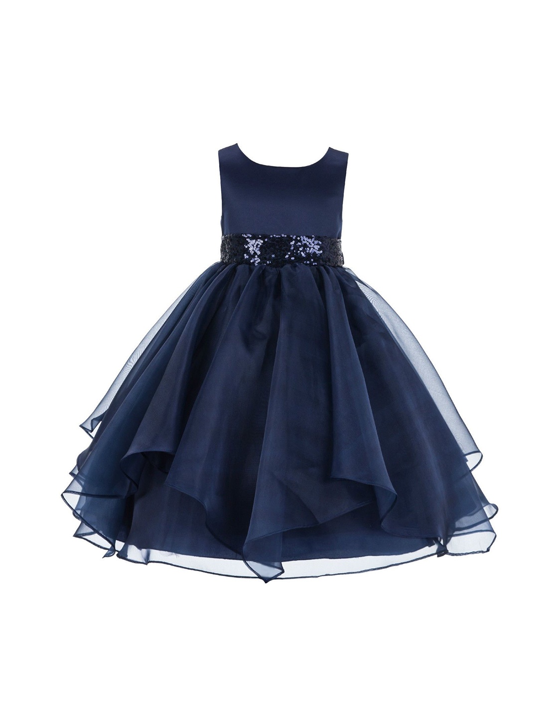 

Wish little Girls Self Design A-Line Maxi Dress, Navy blue