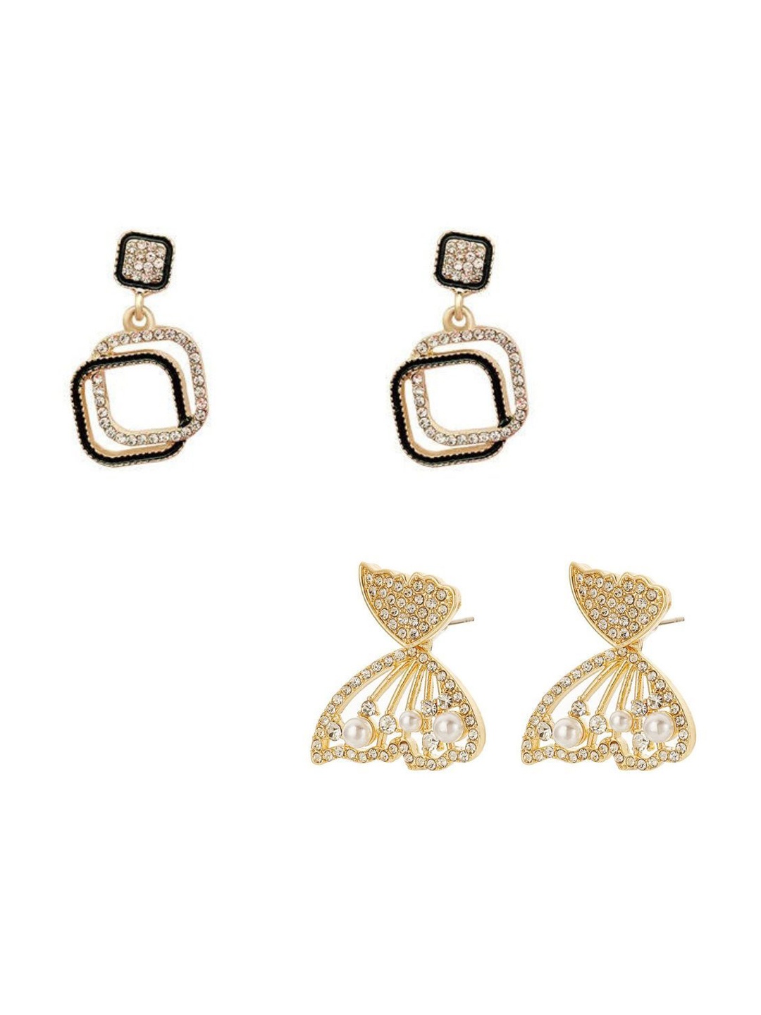 

Pinapes Set of 2 Contemporary Drop Earrings, Gold