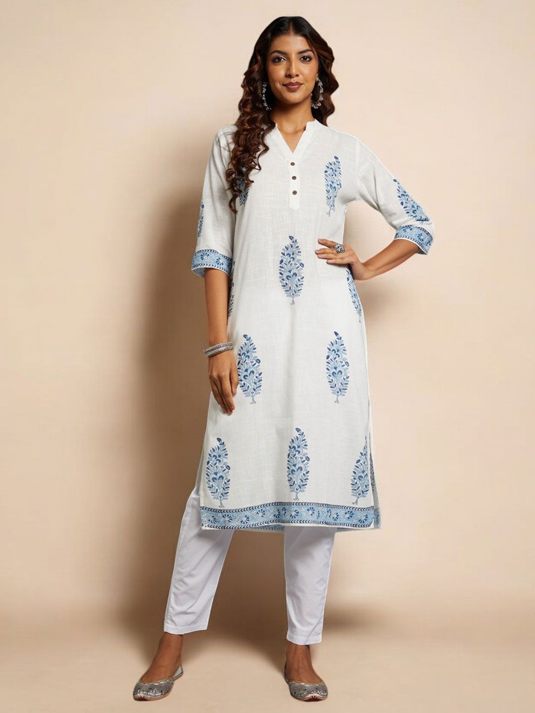 

Chandbaali Women Ethnic Motifs Printed Kurta, White