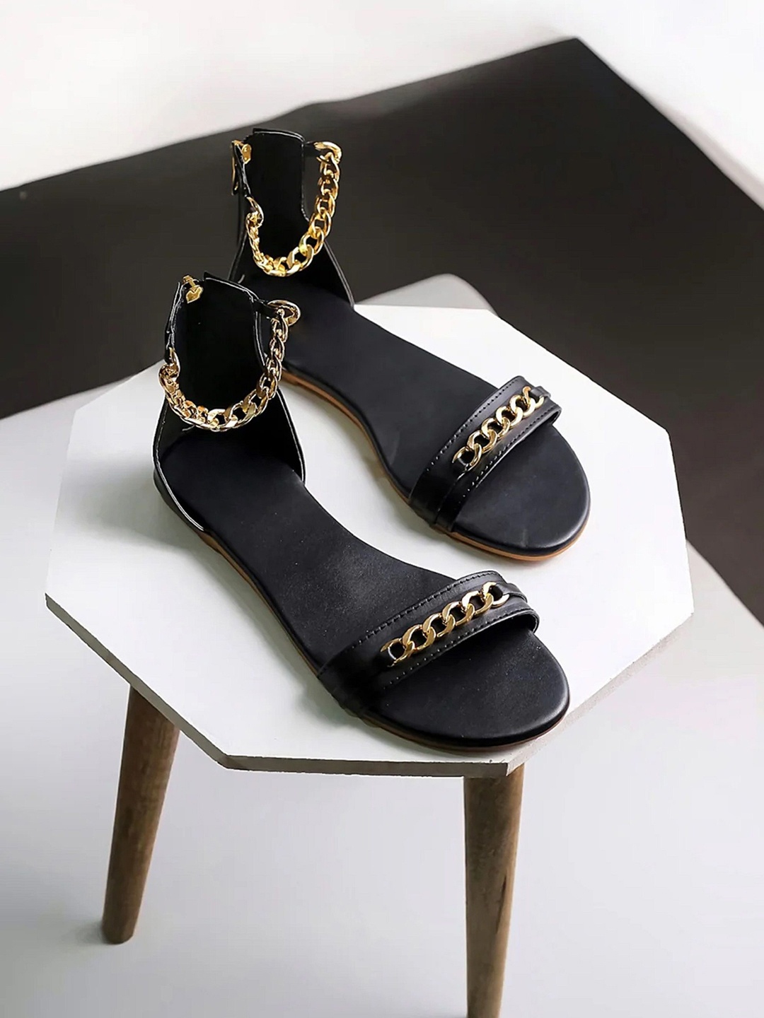 

BAESD Women Embellished Open Toe Flats, Black