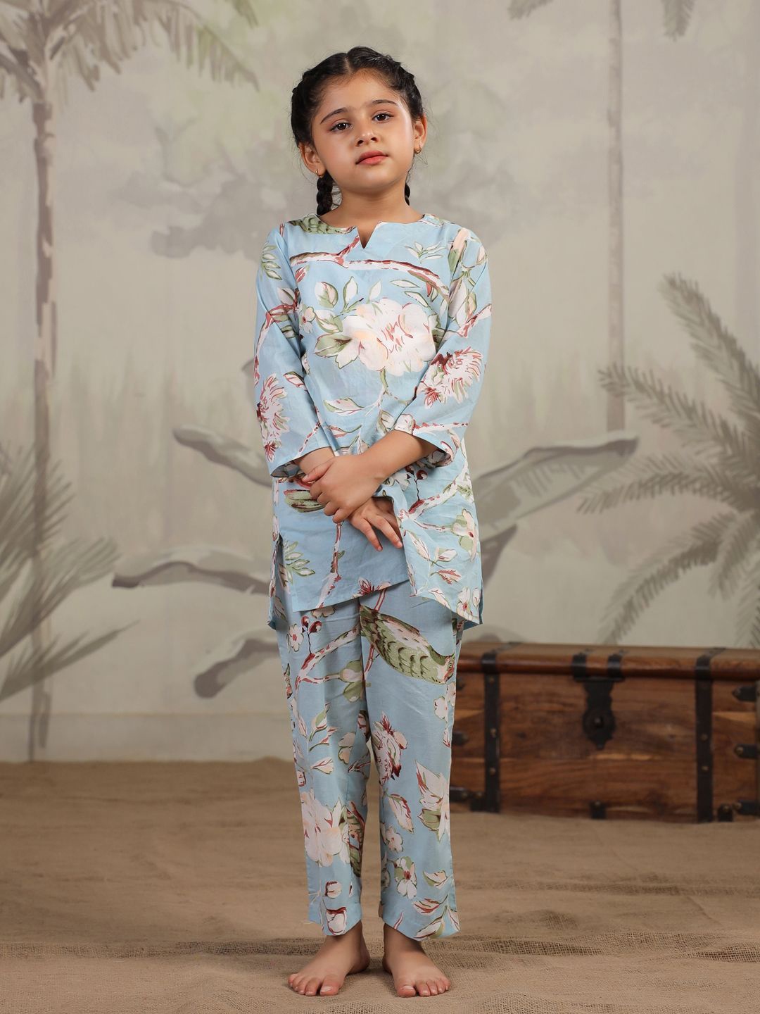 

SANSKRUTIHOMES Girls Printed Night suit, Blue