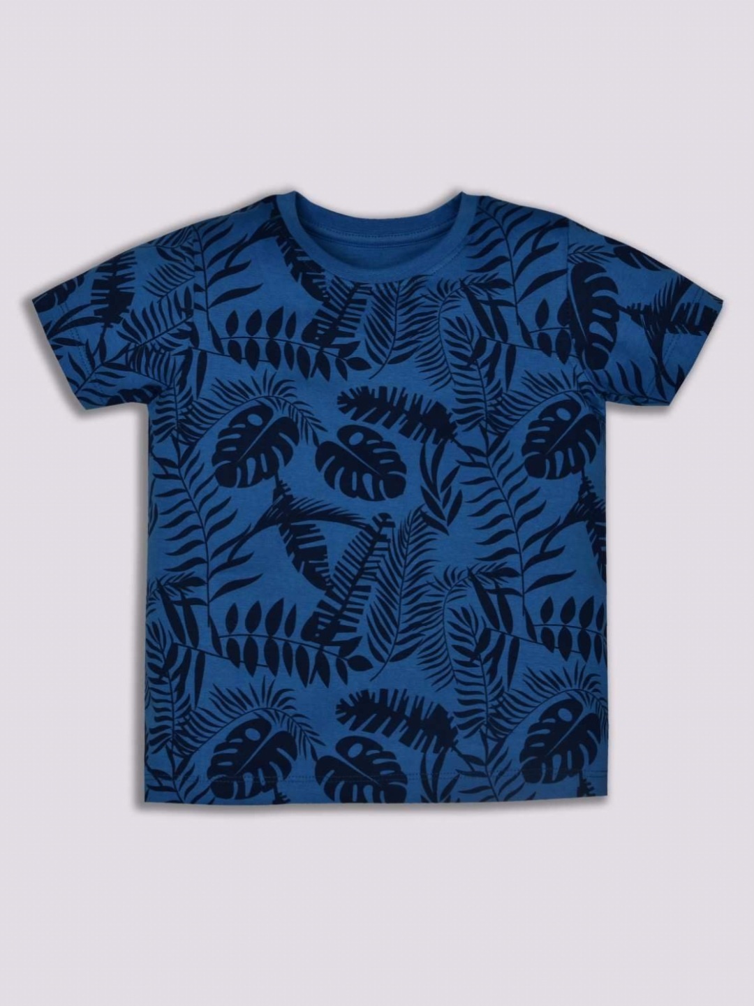 

YK Boys Floral Printed Round Neck Cotton T-shirt, Navy blue