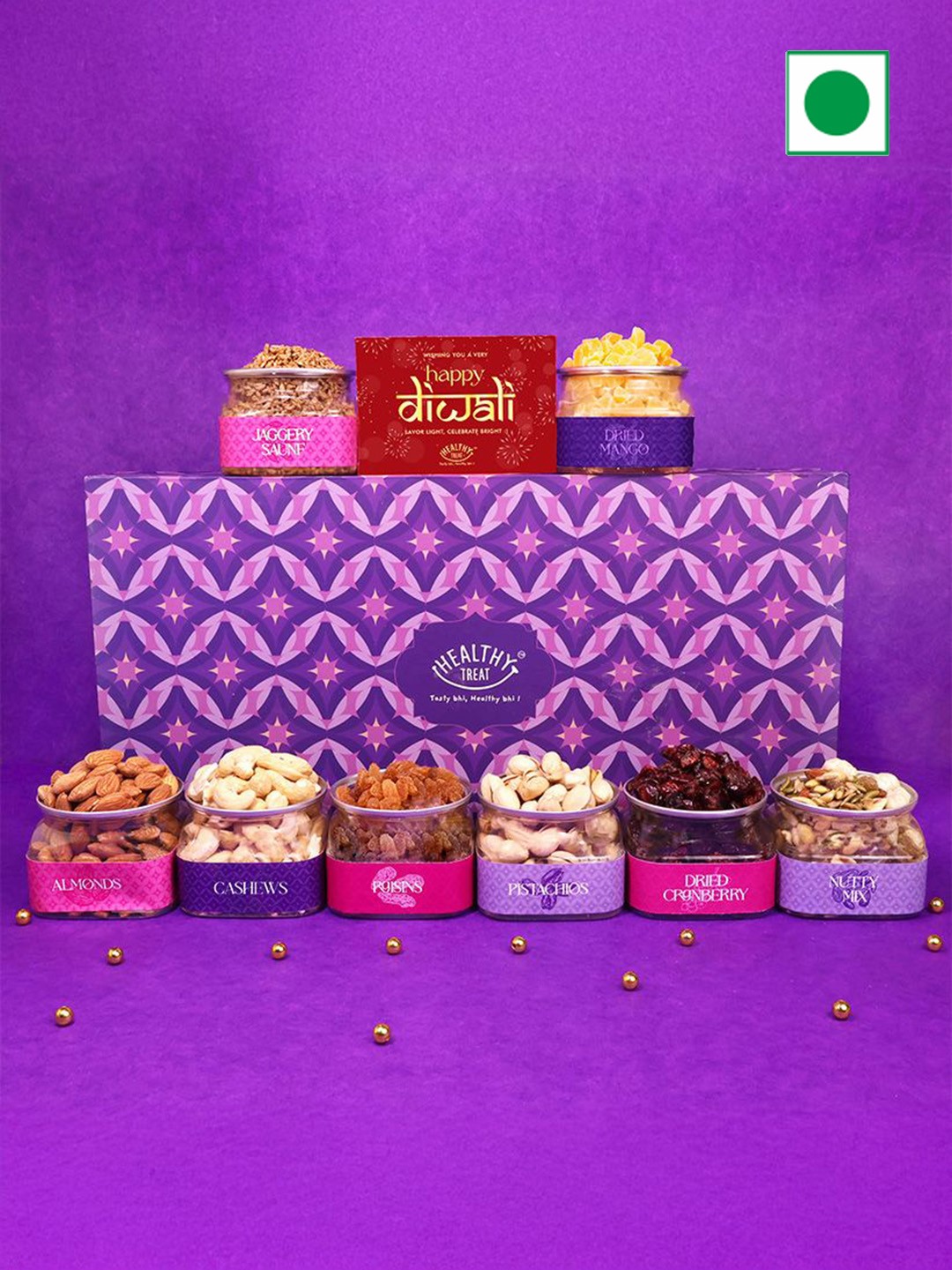 

Healthy Treat Dry Fruit Diwali Gift Hamper, Purple