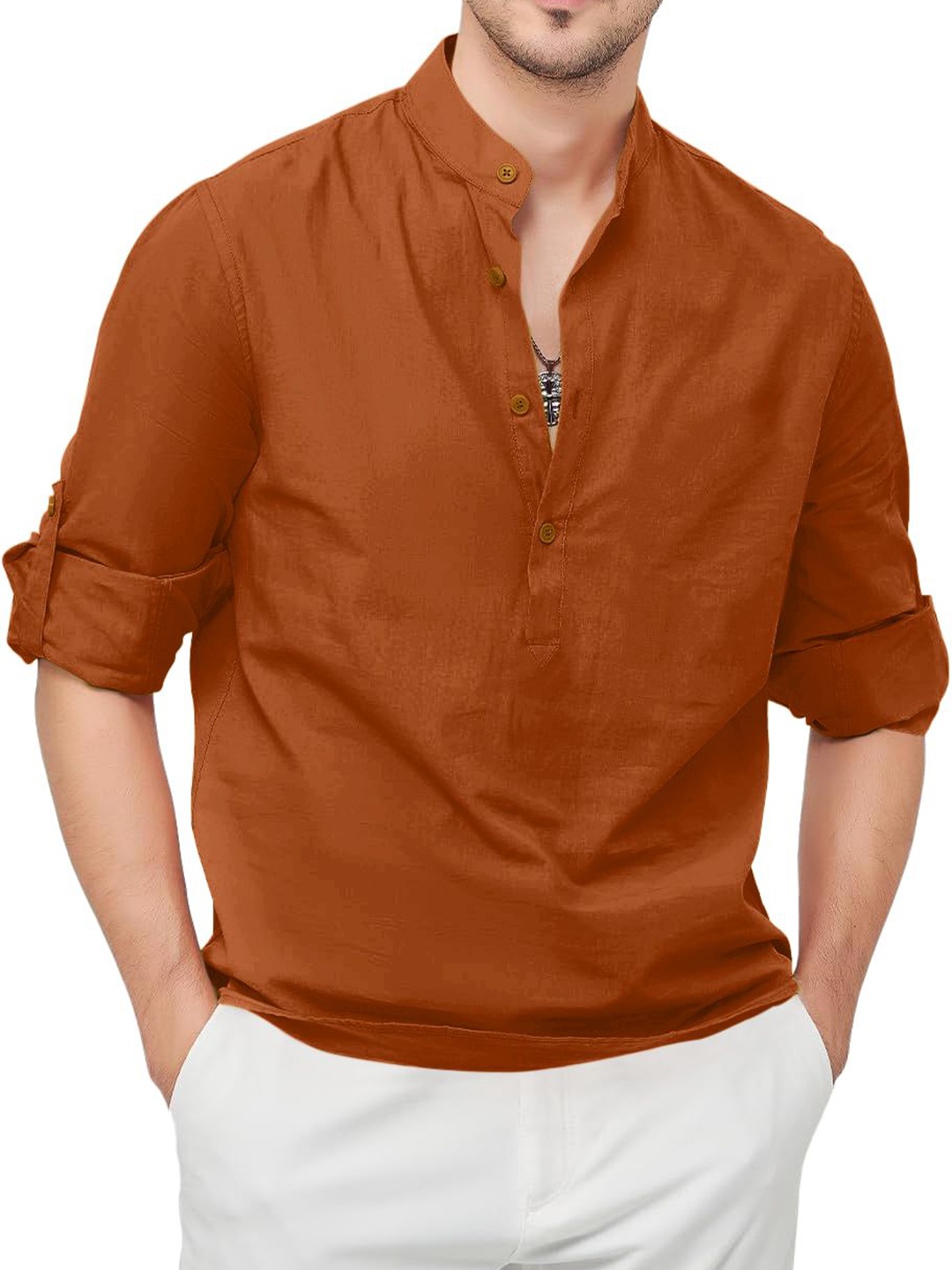 

Zombom Men Kurta, Brown