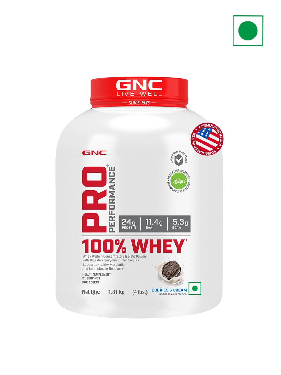 

GNC Pro Performance Unisex 100% Whey Protein Powder - 1.81 kg- Cookie & Cream, White