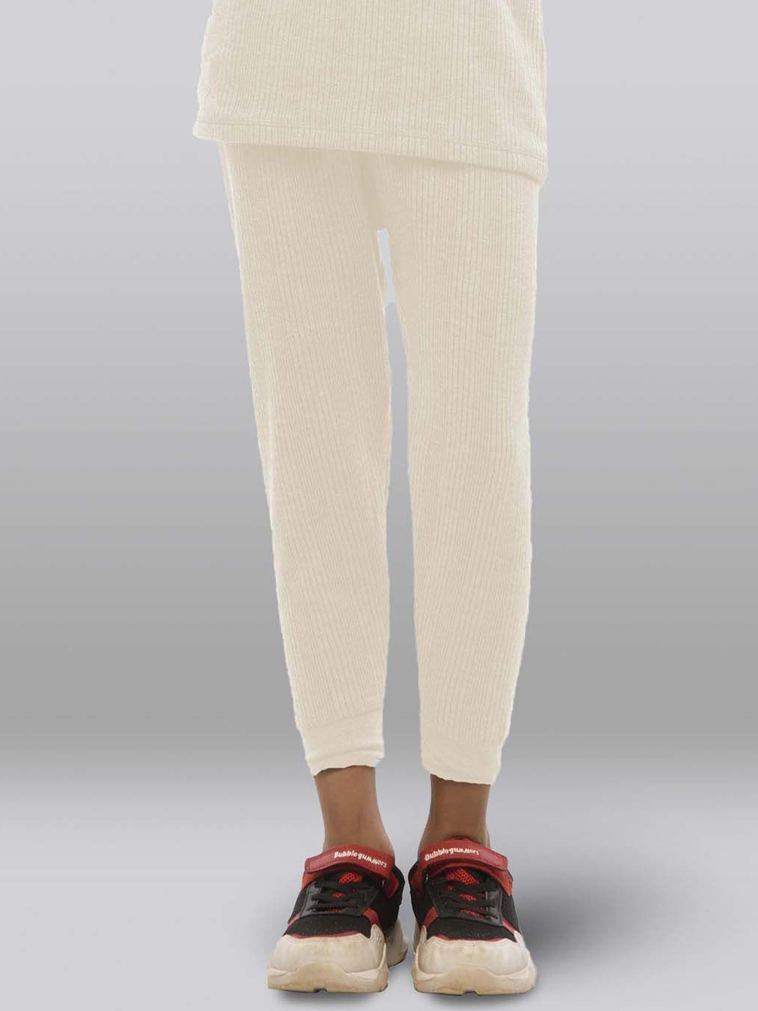

INFERNO Kids Ribbed Mid-Rise Thermal Bottoms, White