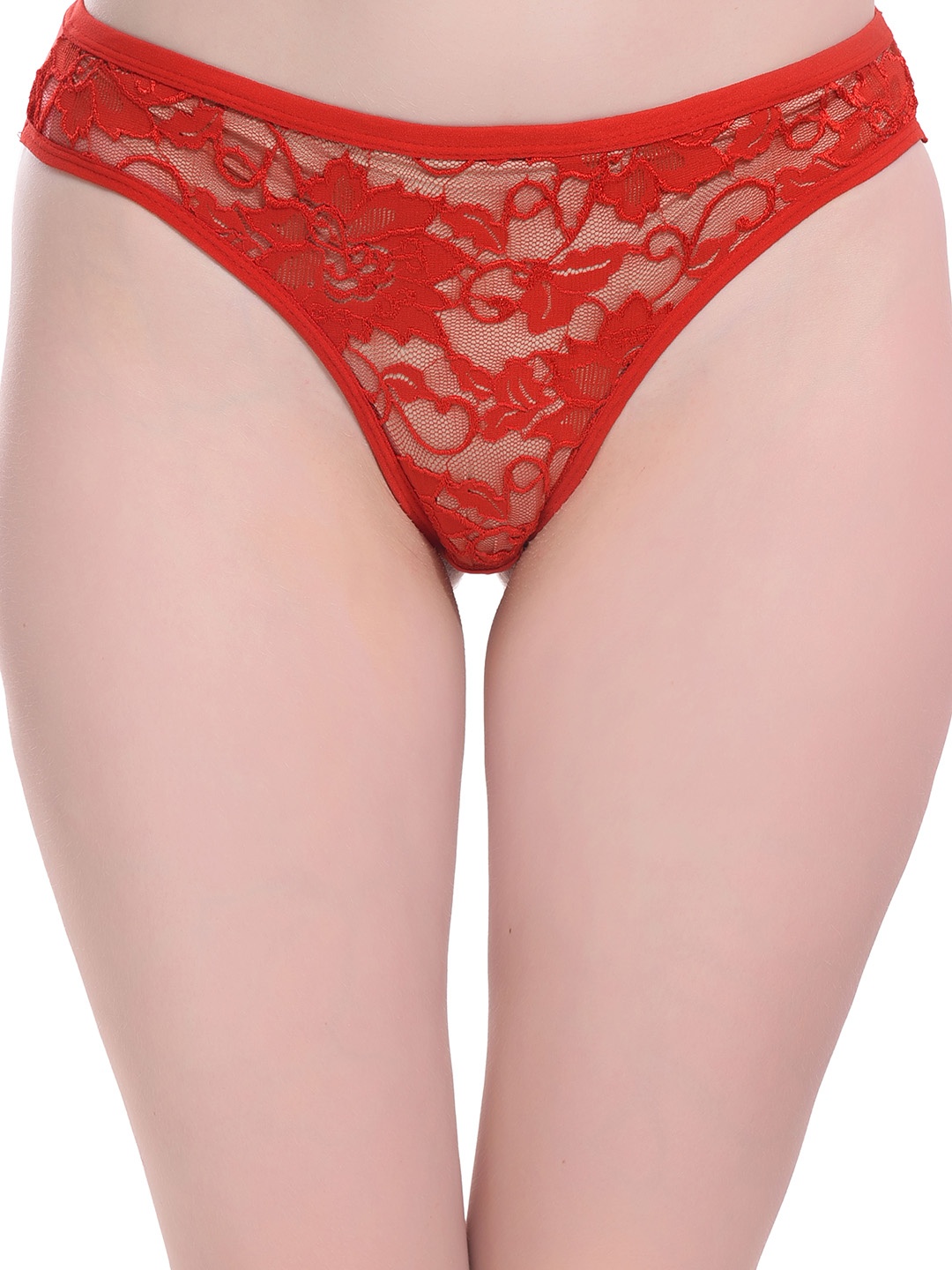

new blue eyes Floral Mid-Rise Lace Hipster Briefs-Fancy Panty, Red