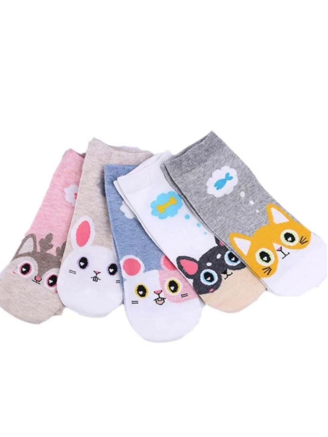 

Infispace Women Pack Of 5 Printed Cotton Ankle-Length Socks, White