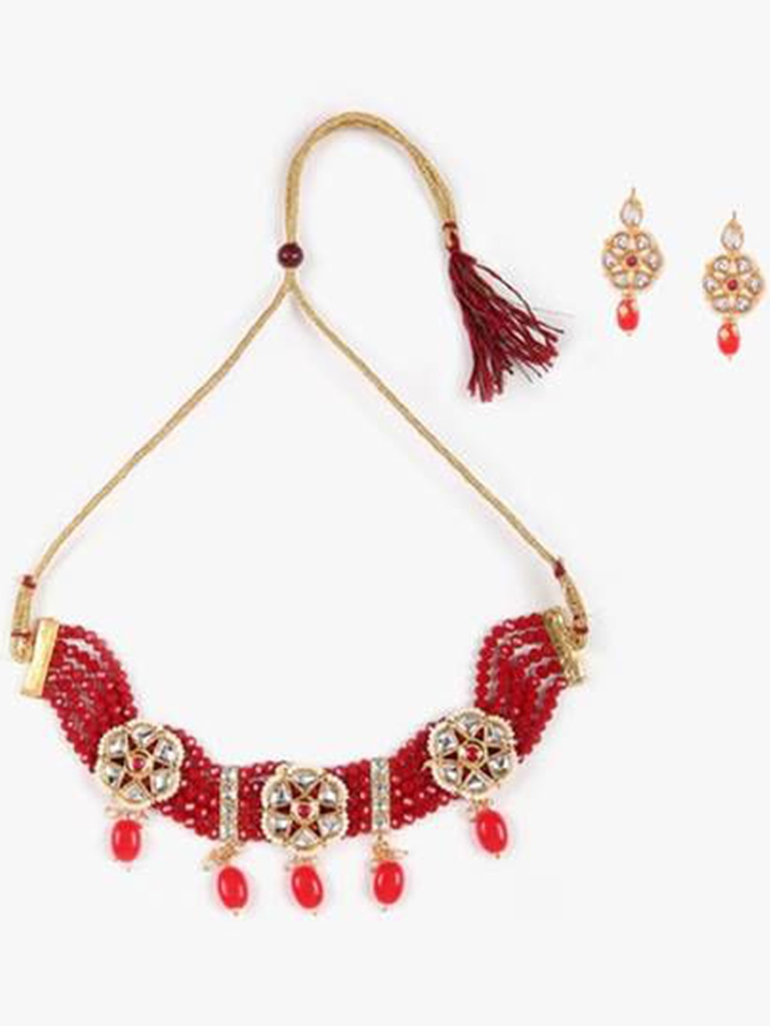 

The Pari Gold-Plated Stones-Studded & Beaded Jewellery Set