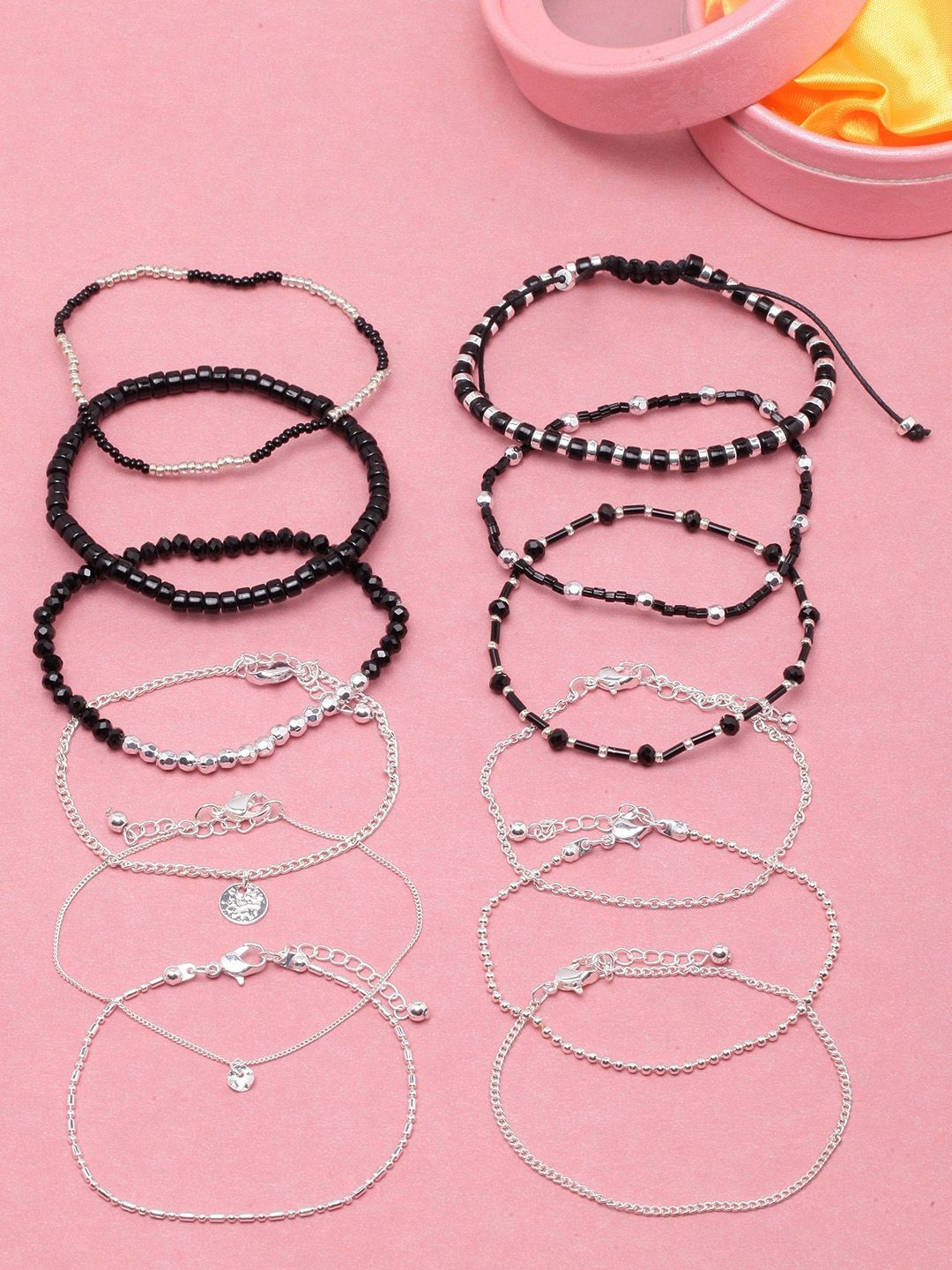 

KPOP Set Of 12 Silver-Plated Charm Bracelets