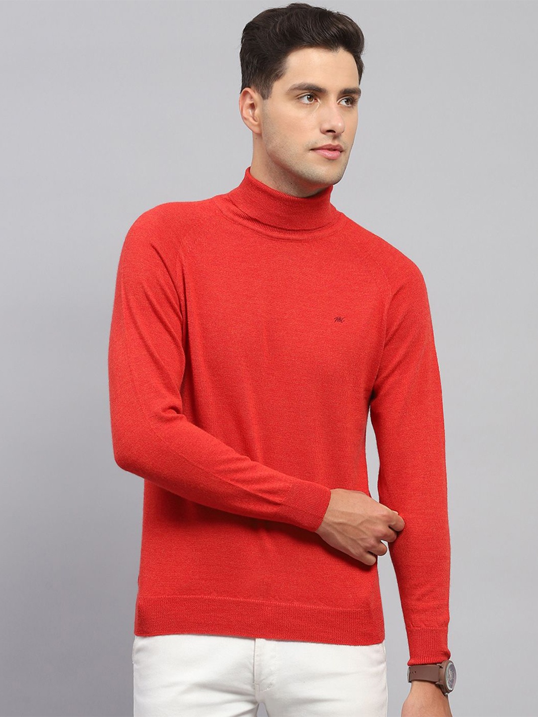 

Monte Carlo Men Woollen Longline Pullover, Red