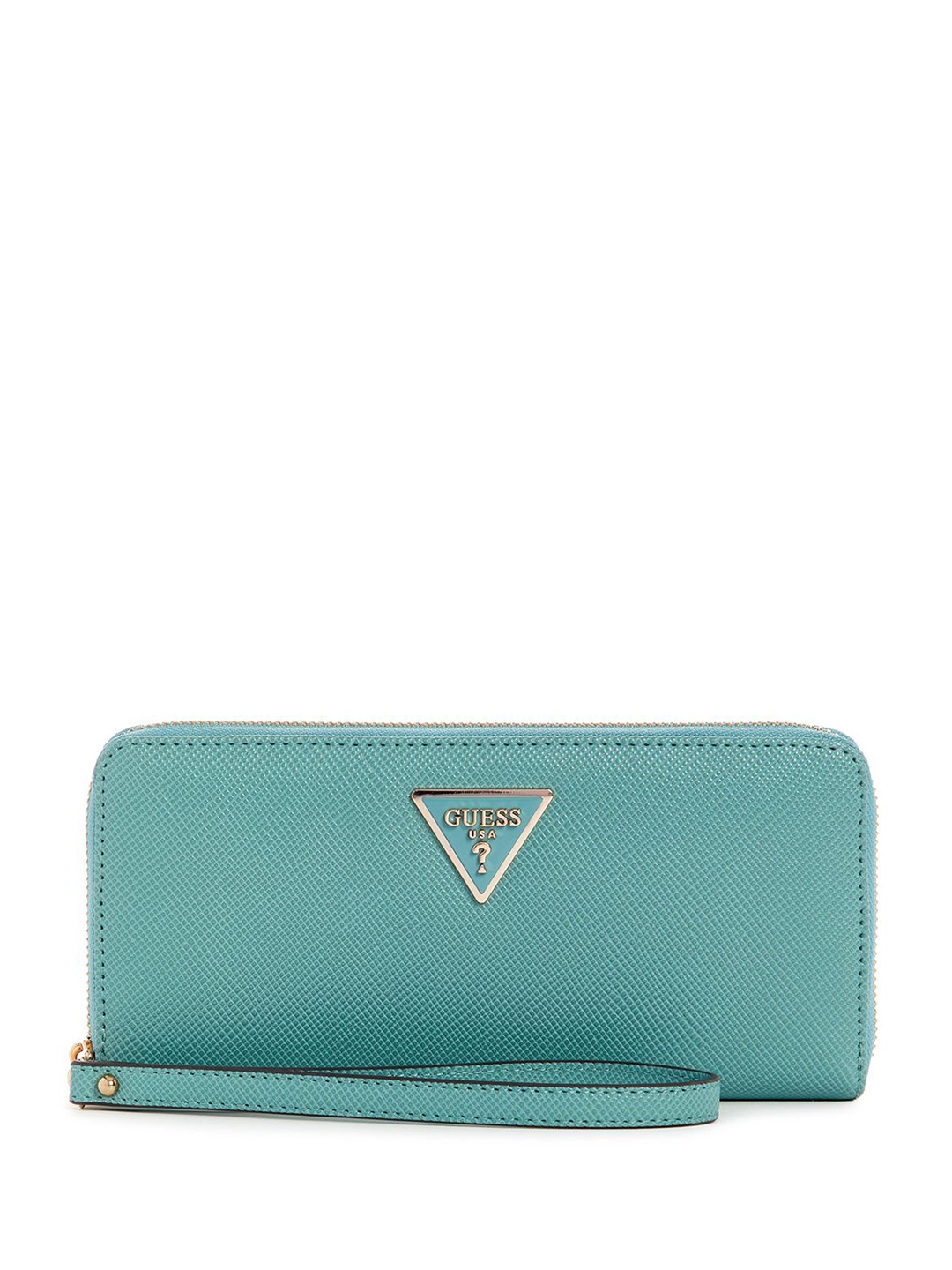 

GUESS Women Textured PU Zip Around Wallet, Turquoise blue