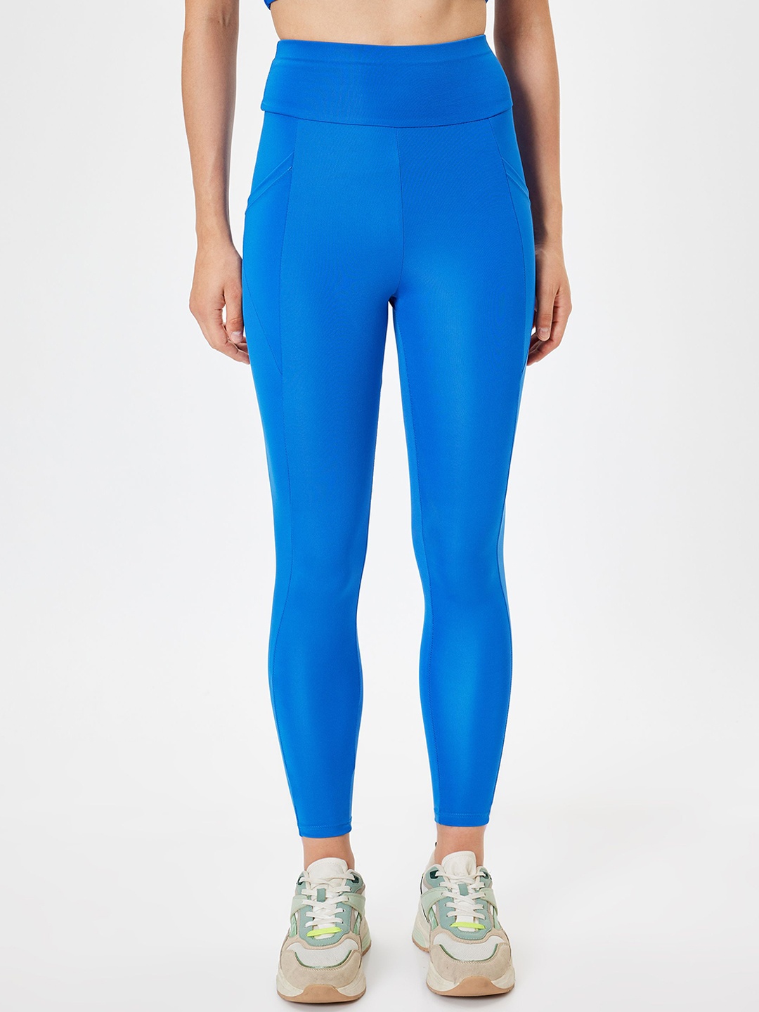 

Koton Women High-Rise Ankle Length Gym Tights, Blue