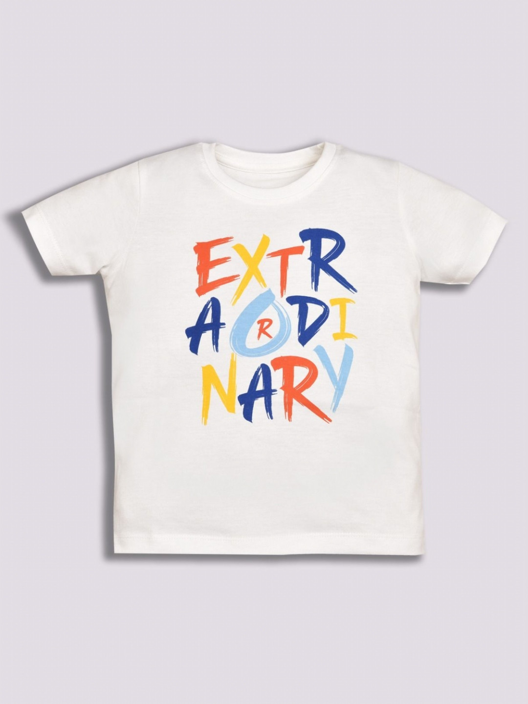 

YK Boys Typography Printed Round Neck Cotton T-shirt, White