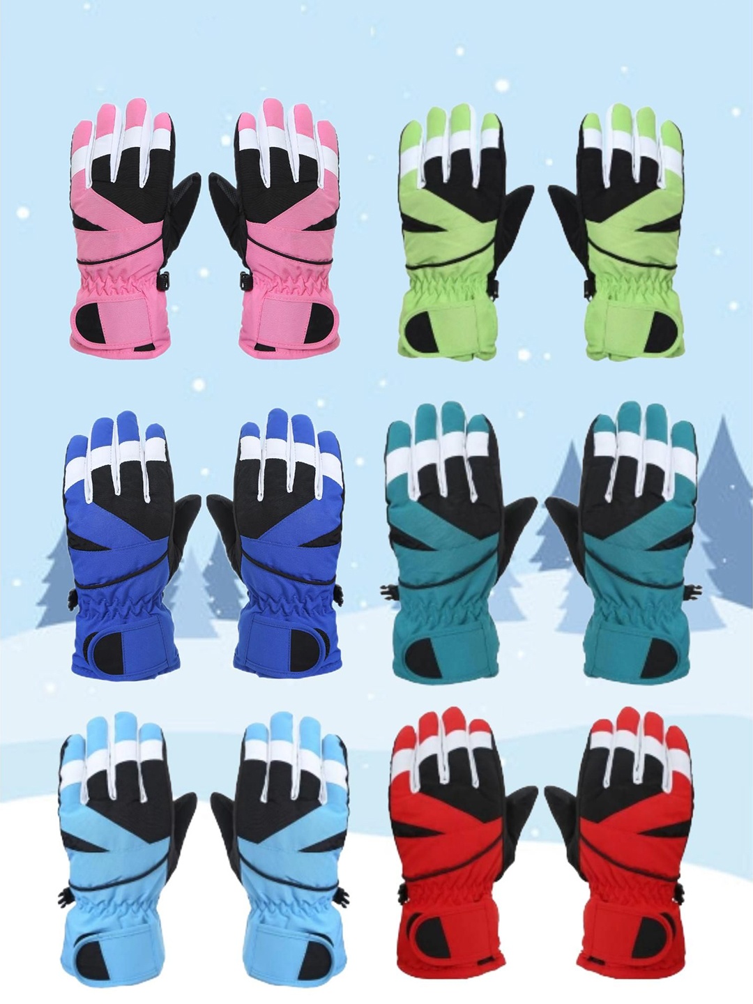 

FabSeasons Unisex Kids Patterned Acrylic Winter Gloves, Teal