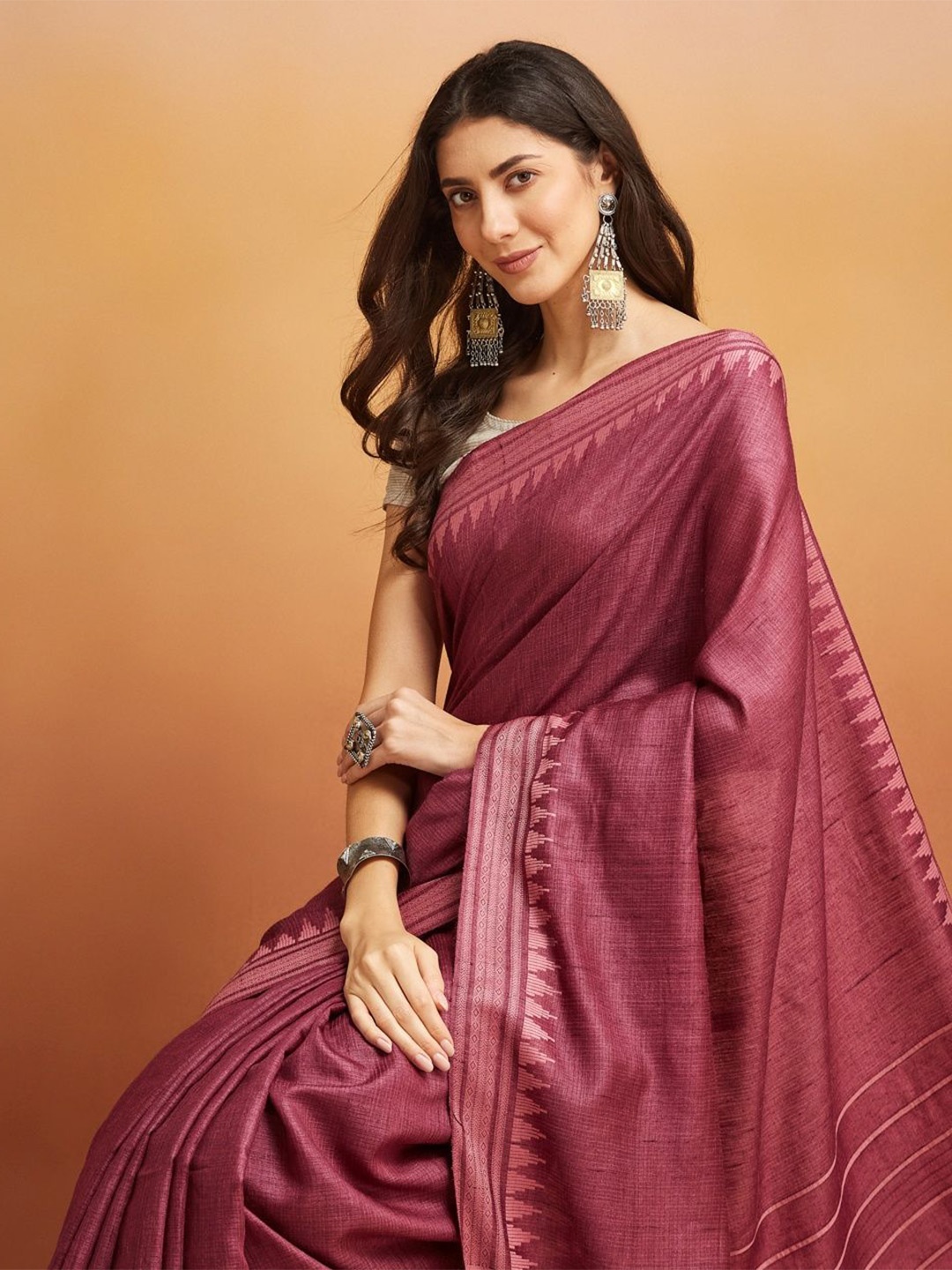 

Fabindia Woven Design Zari Saree, Mauve