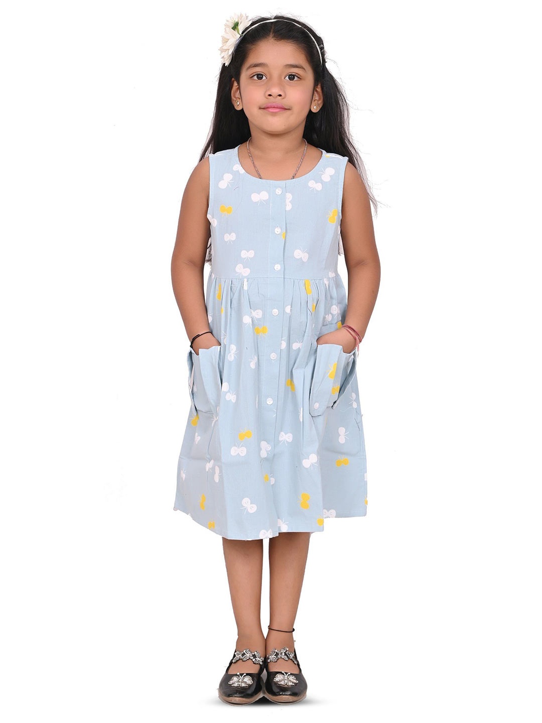 

Cloth Bites Print A-Line Dress, Blue