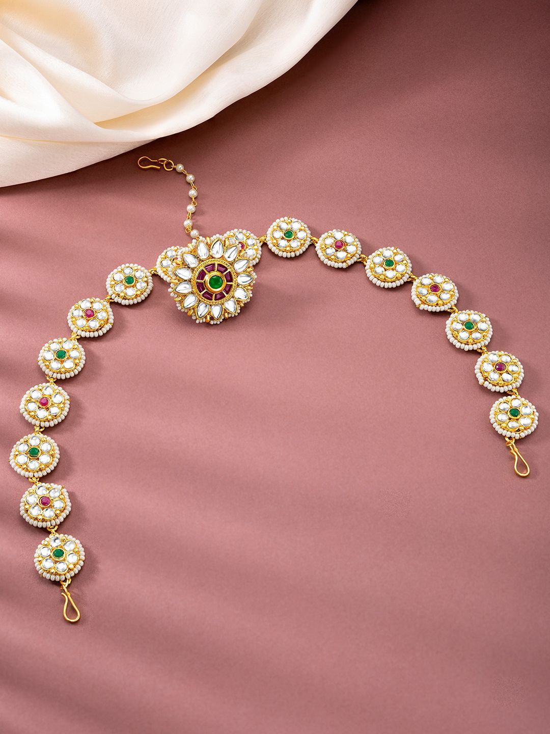 

Peora Gold-Plated Kundan Studded Matha Patti Sheeshpatti Head Jewellery