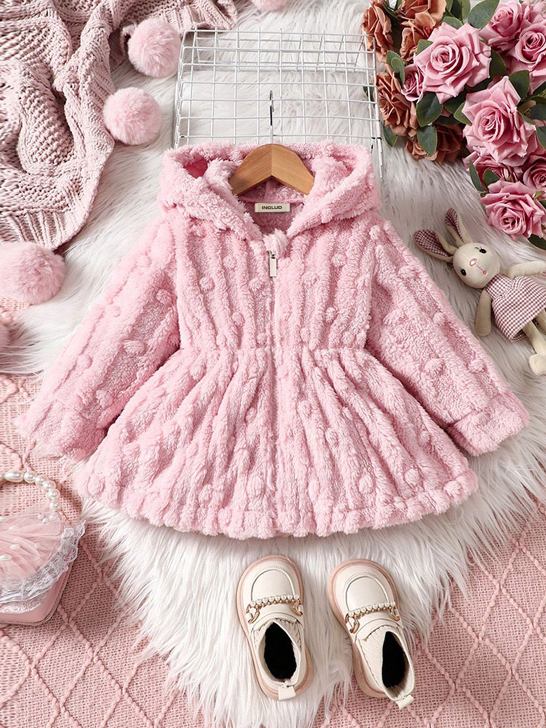 

INCLUD Girls Fit & Flare Dress, Pink