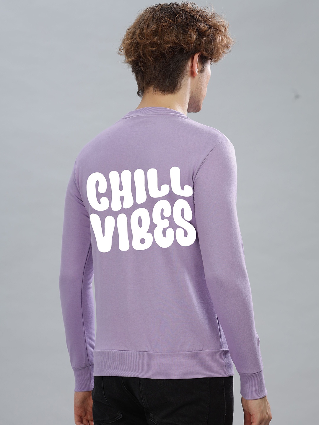 

FALTU.CO Men Typography Printed Round Neck Cotton Pullover Sweatshirt, Lavender