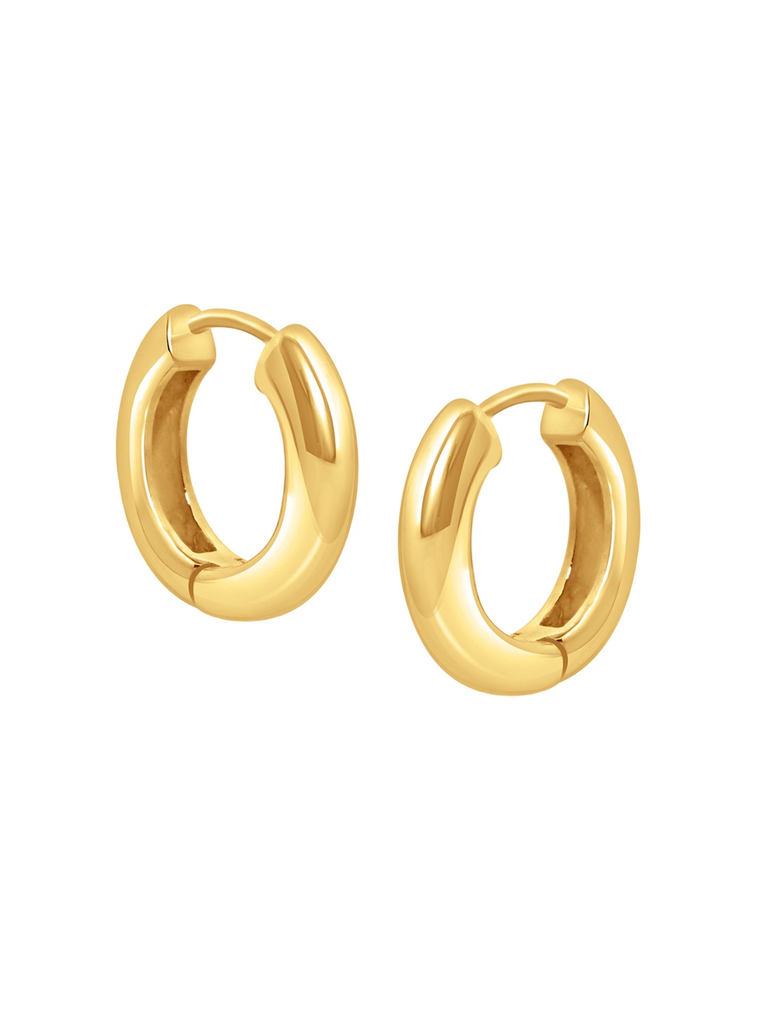 

925 SILLER 925 Pure Silver Rhodium-Plated Contemporary Hoop Earrings, Gold