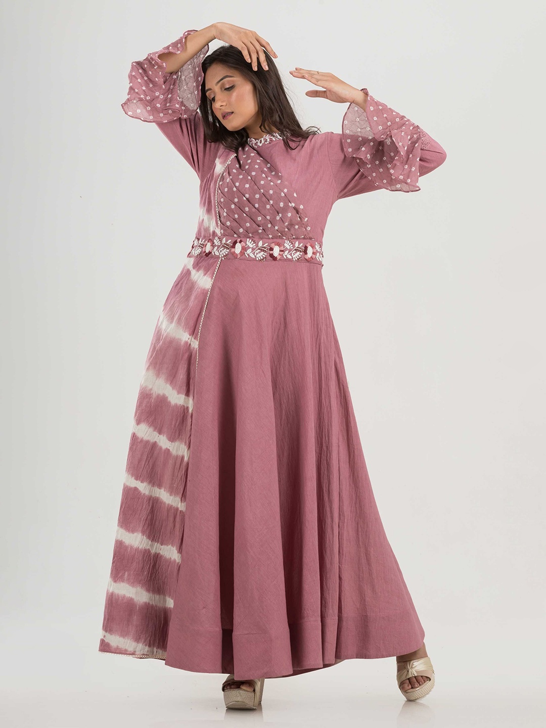 

SACRED SUTA Embroidered Maxi Dress, Mauve