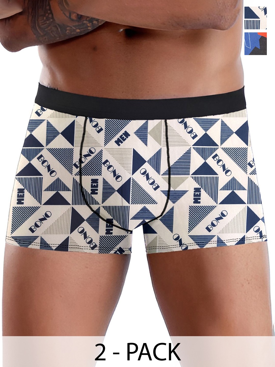 

DISPENSER Men Pack Of 2 Printed Short Trunks V6-C6-C18-L-Multi 35, Black