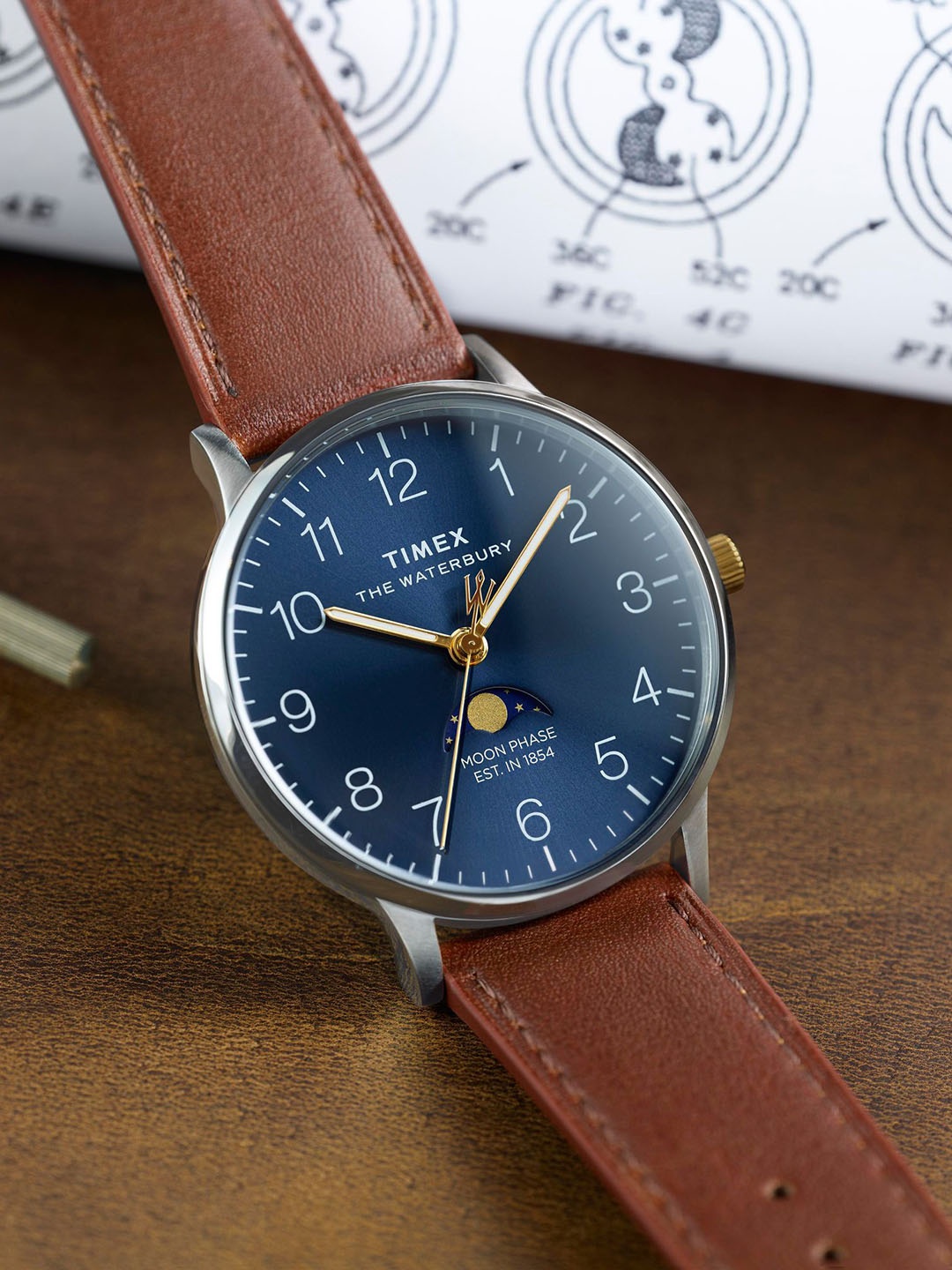 

Timex Waterbury Men Dial & Leather Straps Analogue Watch TW2W75600UJ, Blue