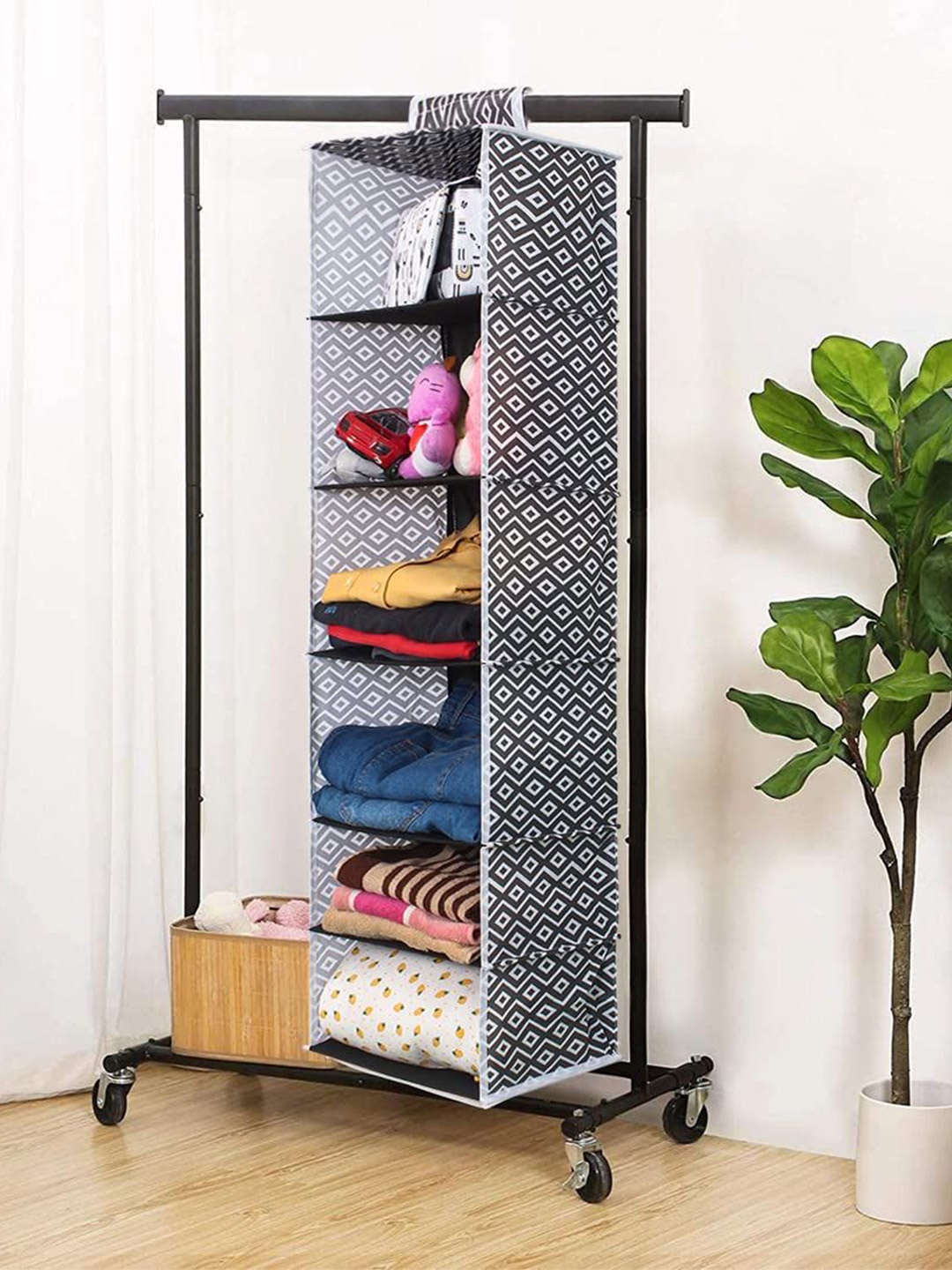 

prettykrafts Black 6 Tiers Clothes Hanging Organizers