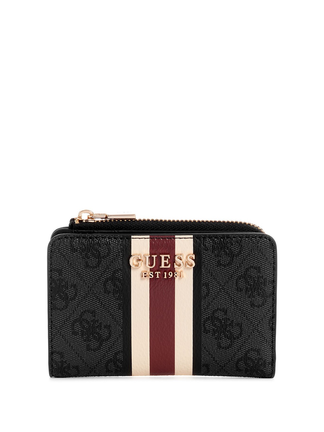 

GUESS Women Geometric Printed PU Card Holder, Grey