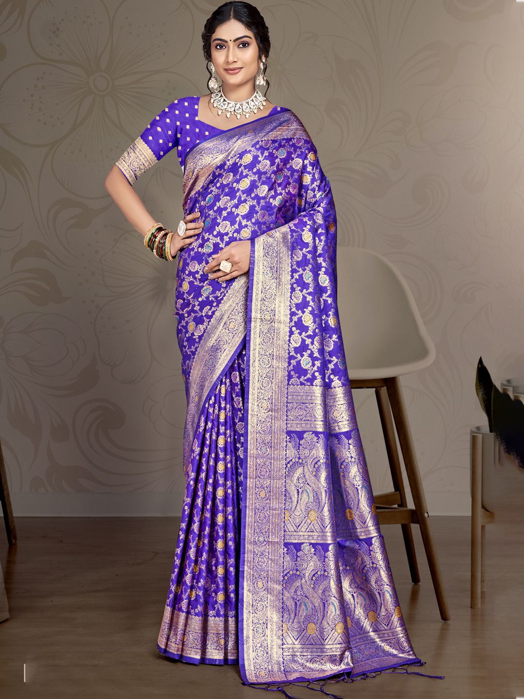 

SANGAM PRINTS Woven Design Zari Tussar Saree, Lavender