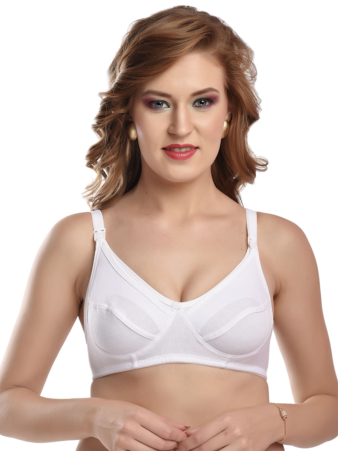 

new blue eyes Women Maternity Full Coverage Non-Padded Bra, White