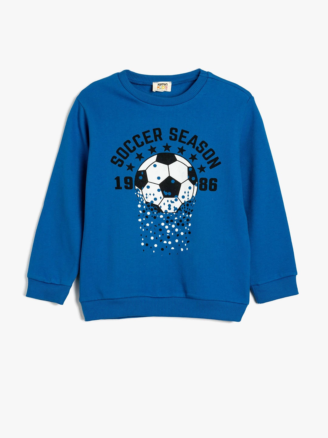 

Koton Boys Graphic Printed Round Neck Cotton Pullover Sweatshirt, Blue