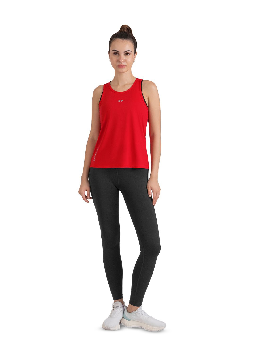 

STRCH Women Solid Round Neck Nylon Top, Red