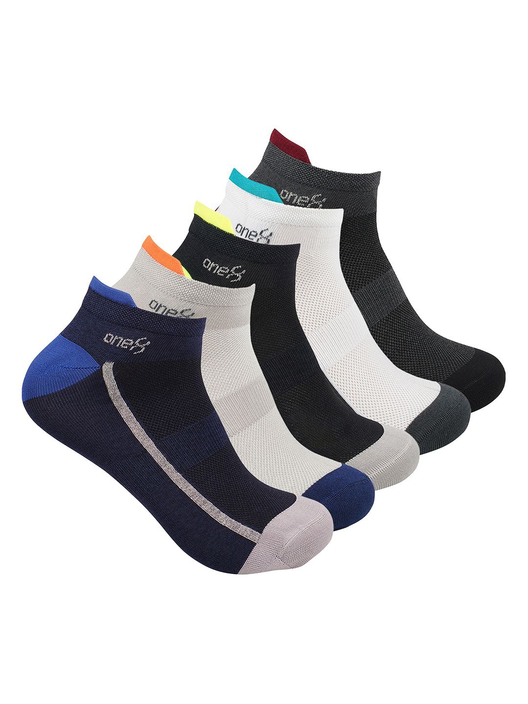 

One8 Men Pack Of 5 Patterned Cotton Ankle-Length Socks, Multi