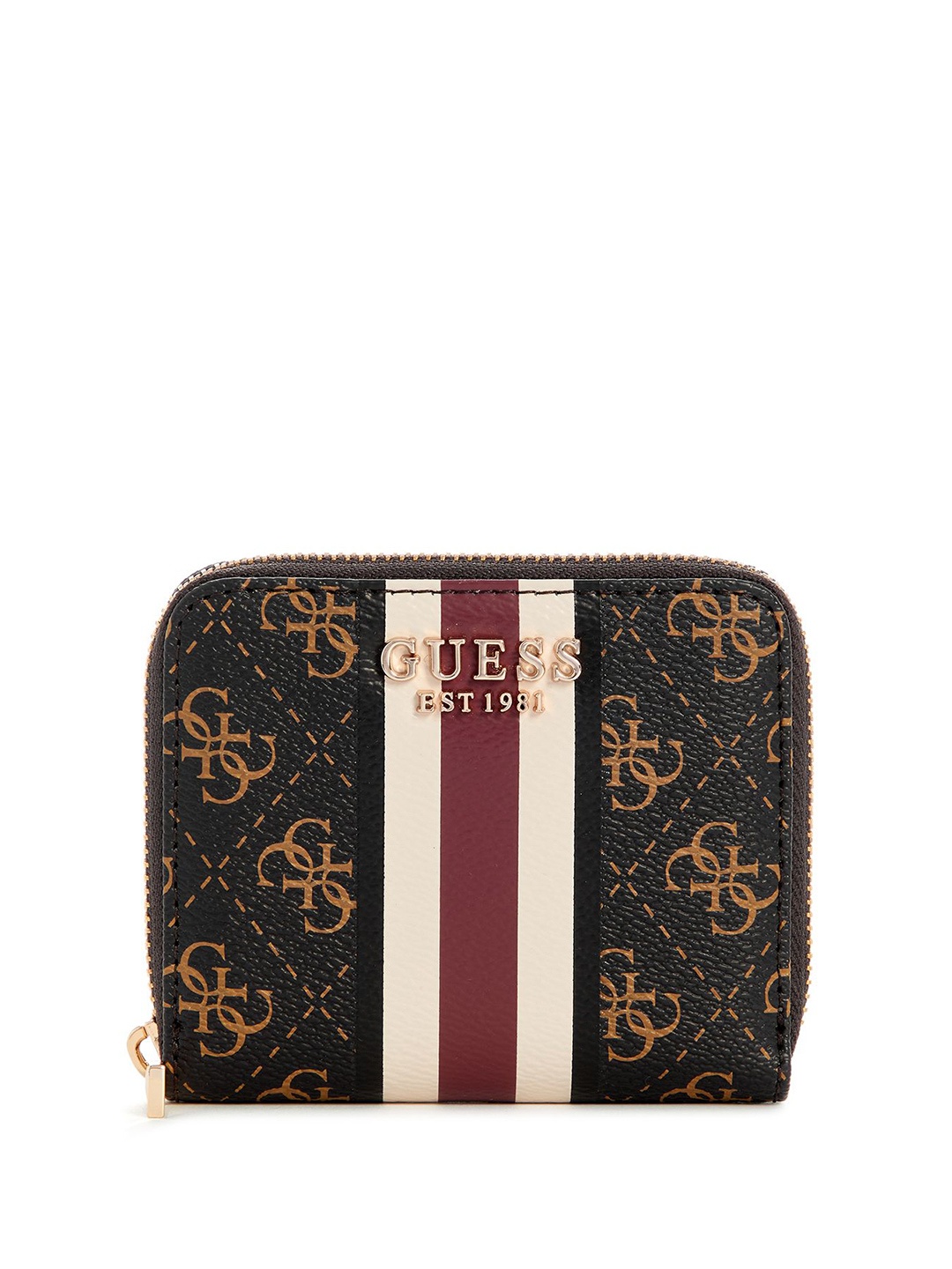 

GUESS Women Typography Printed PU Zip Around Wallet, Black